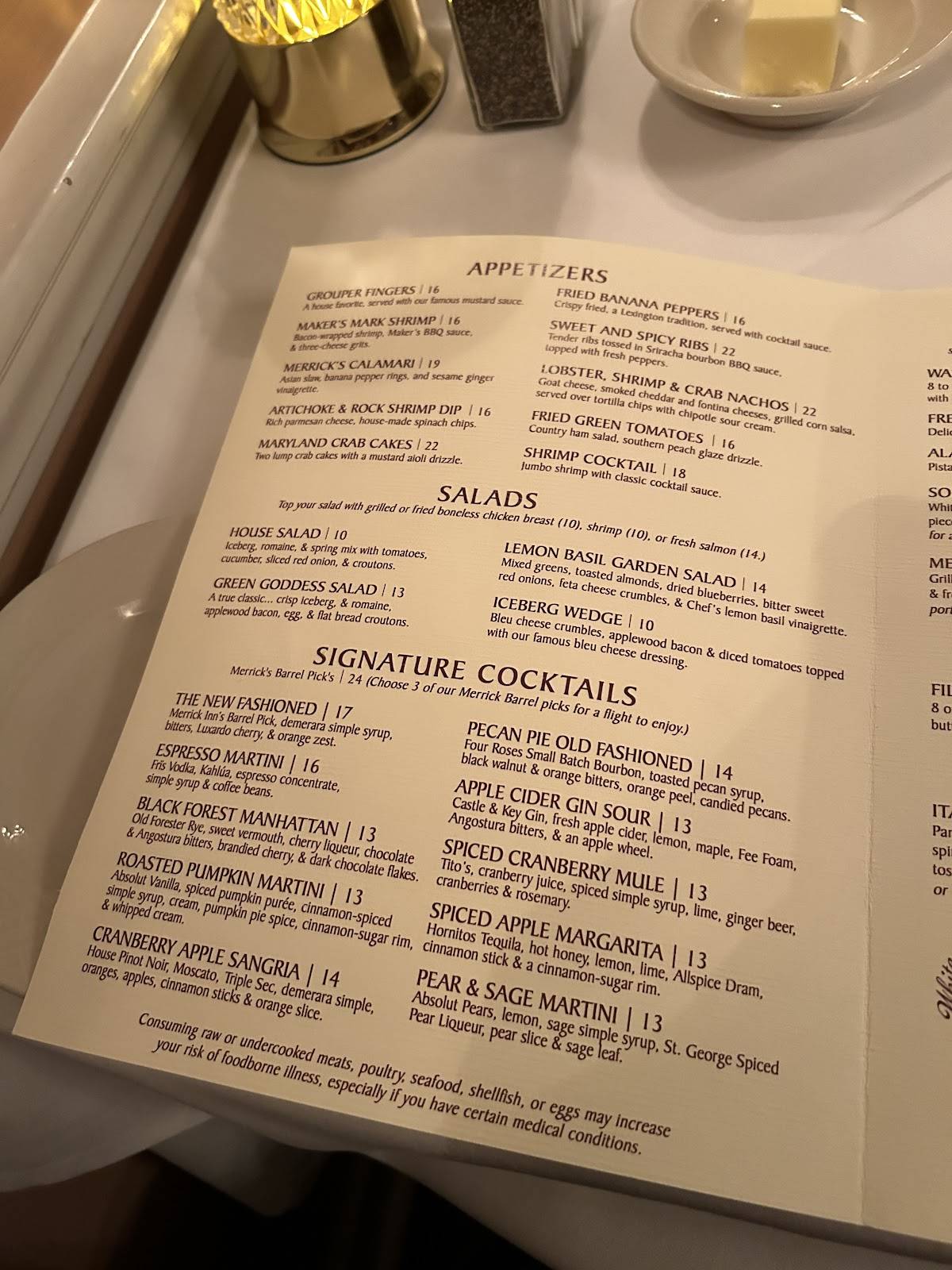 Merrick Inn Restaurant меню