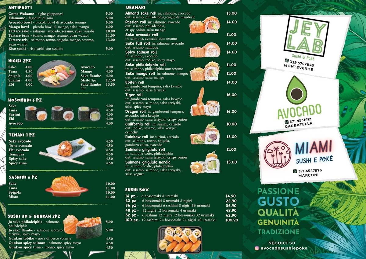 Miami Sushi e Pokè меню