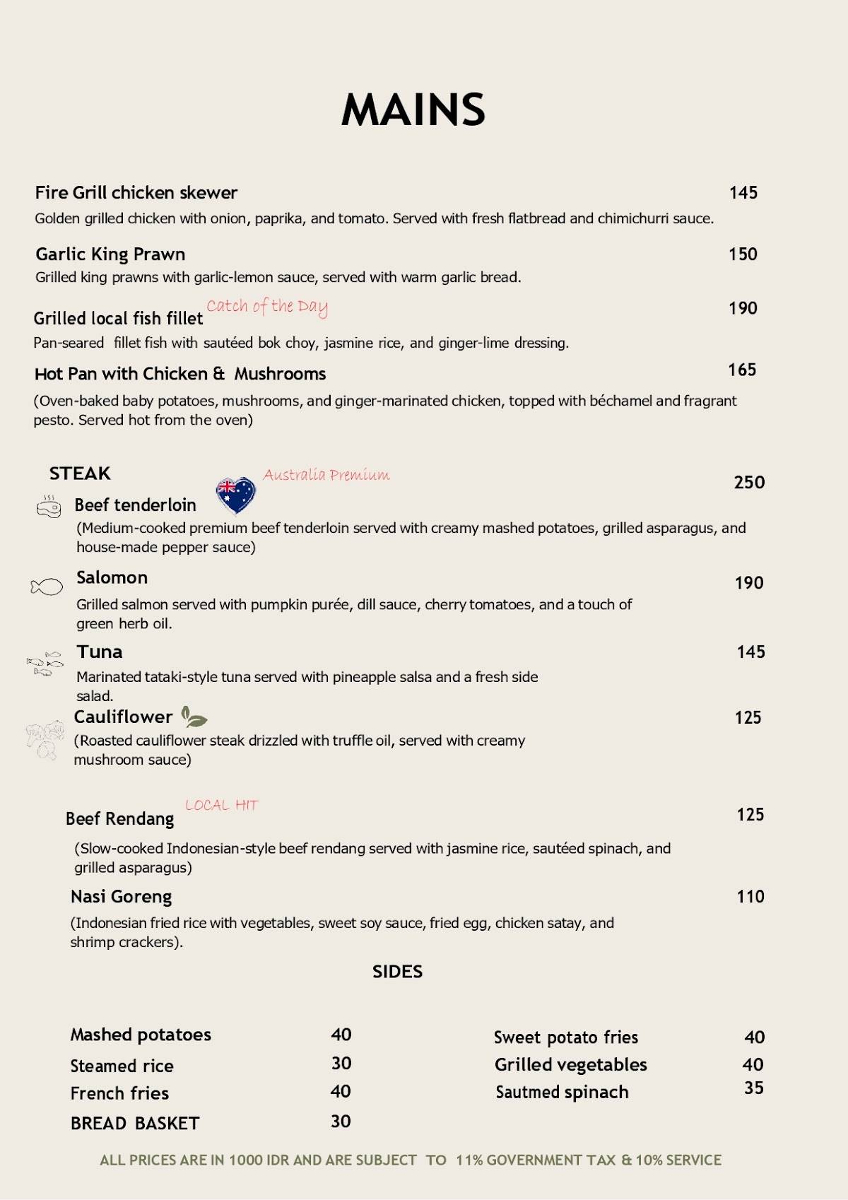 Mill Restaurant меню