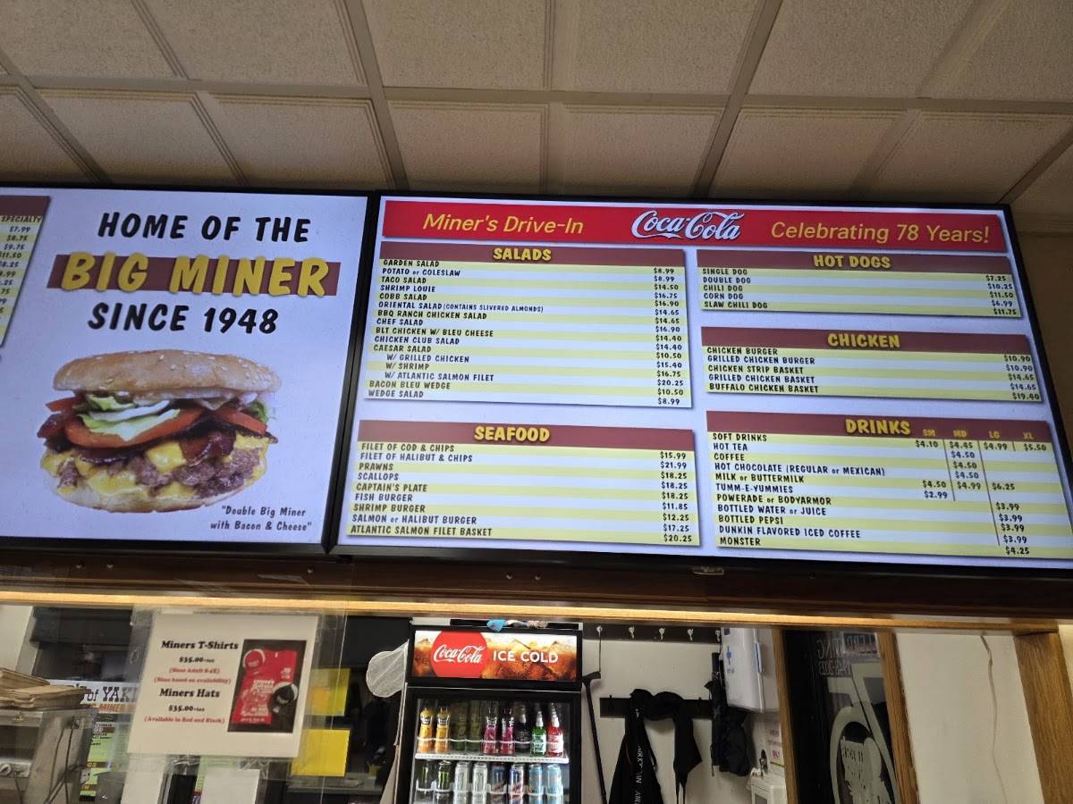 Miner's Drive-In Restaurant меню