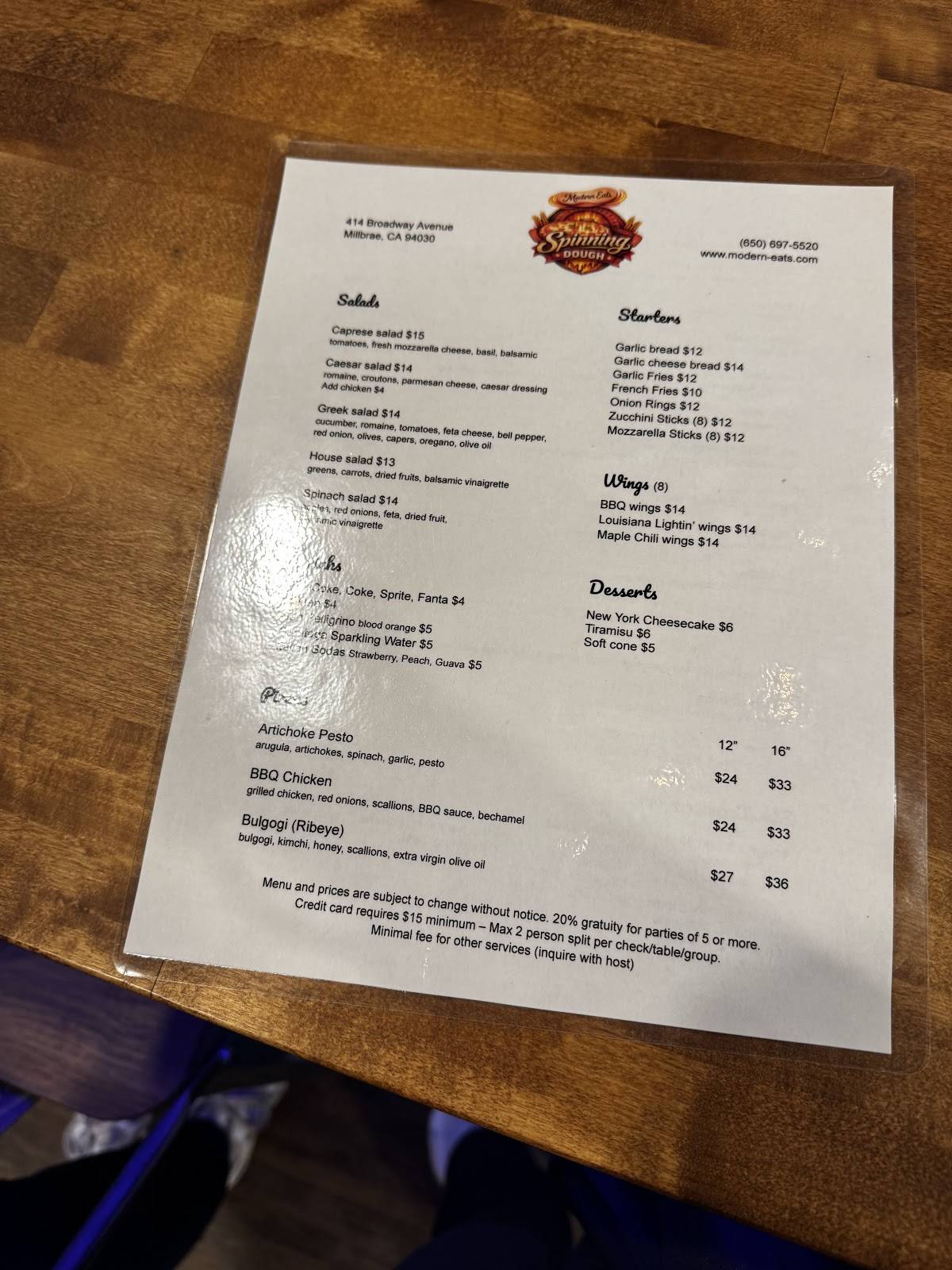 Modern Eats меню