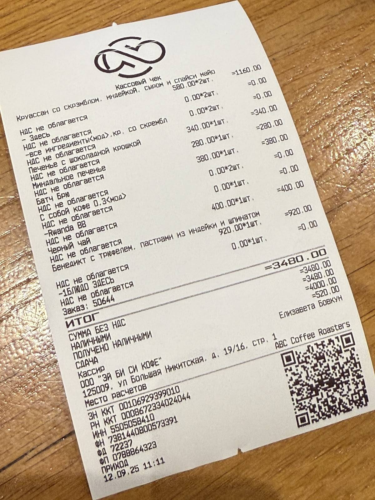 ABC Coffee Roasters меню
