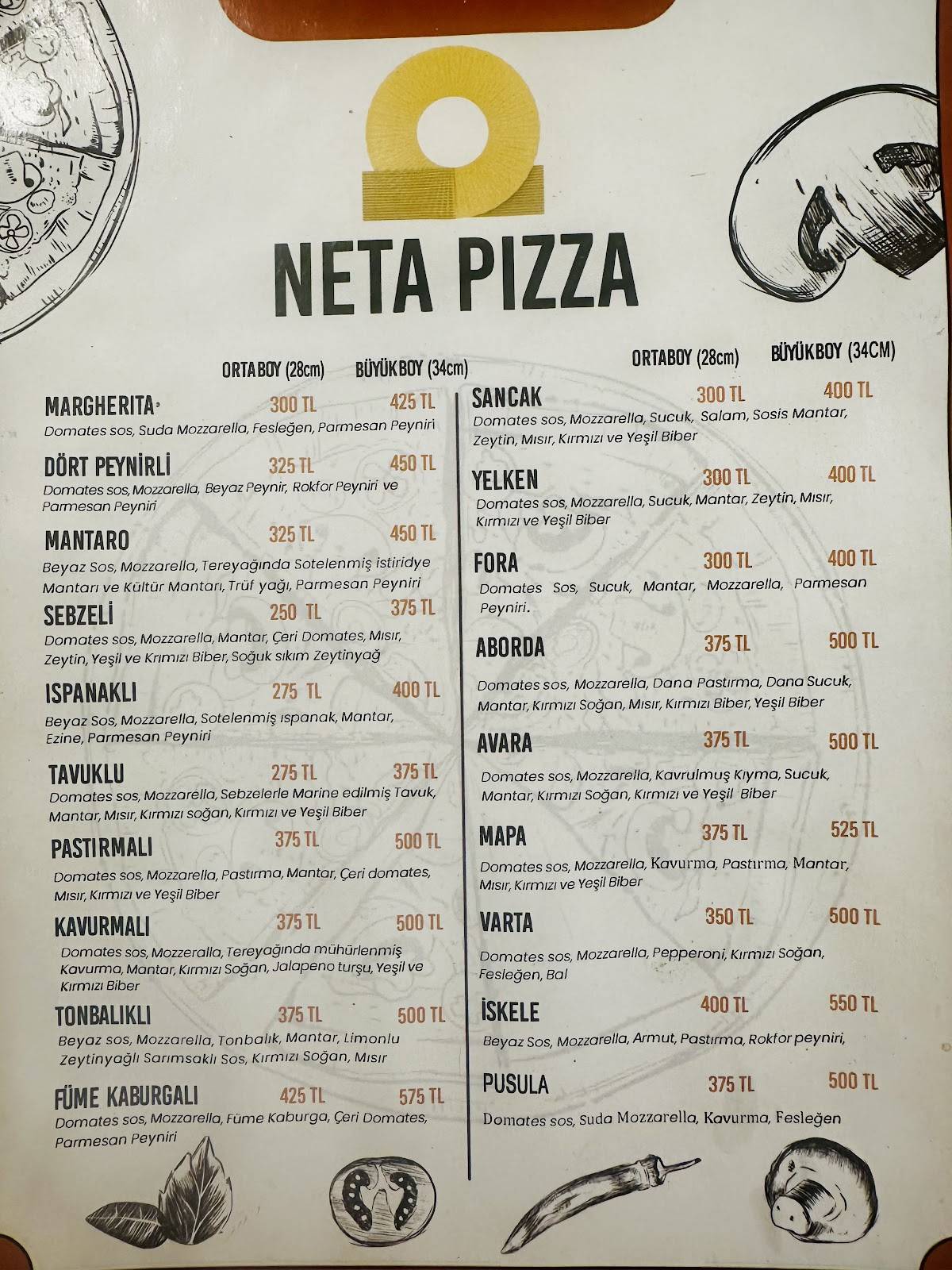 NETA PIZZA меню