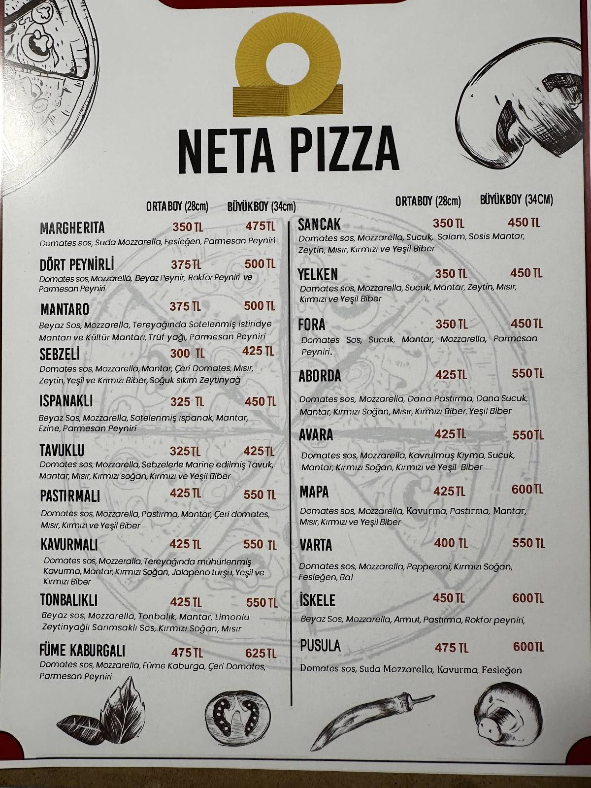 NETA PIZZA меню