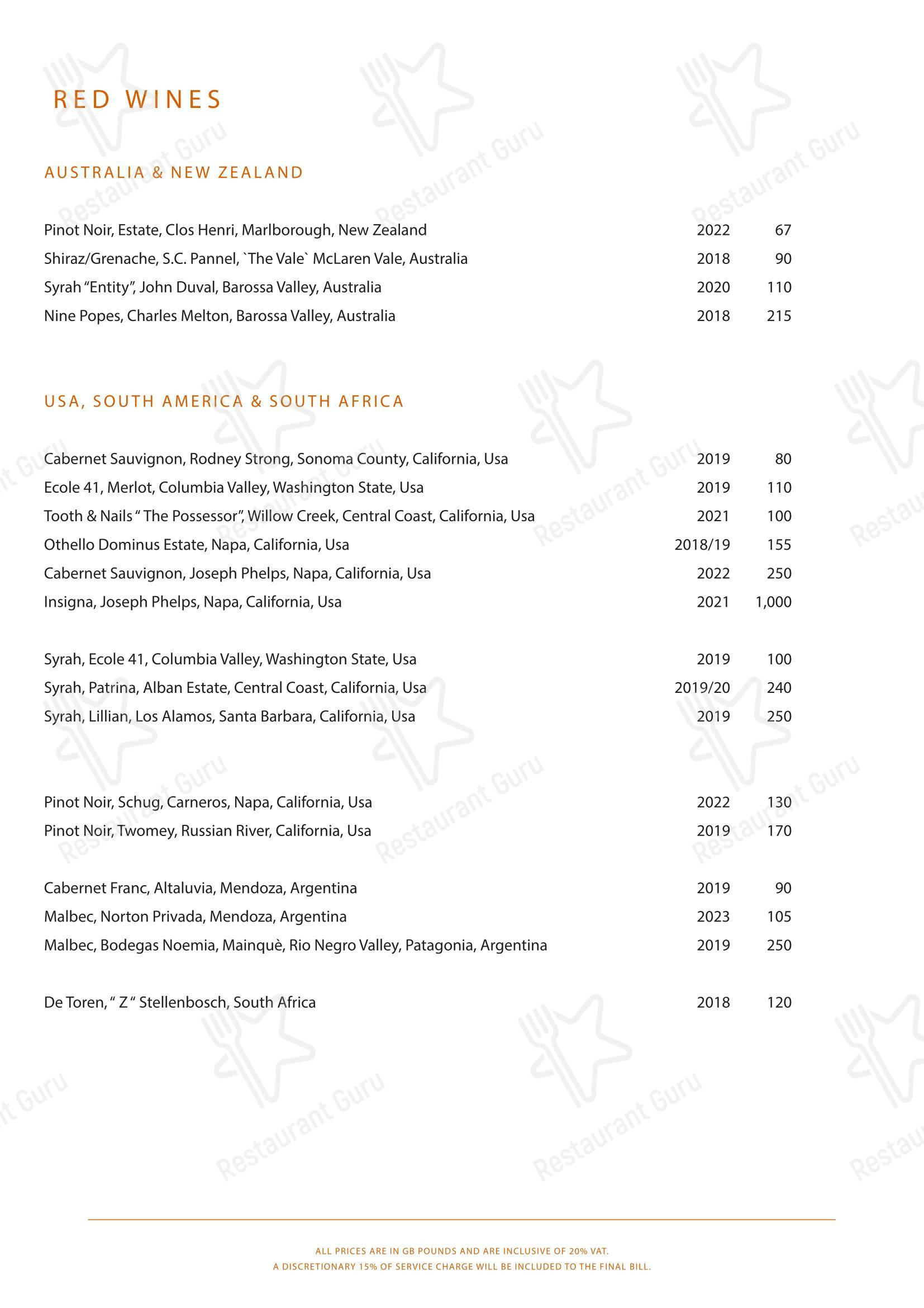 Меню ресторана NIJŪ - Group Booking Menu