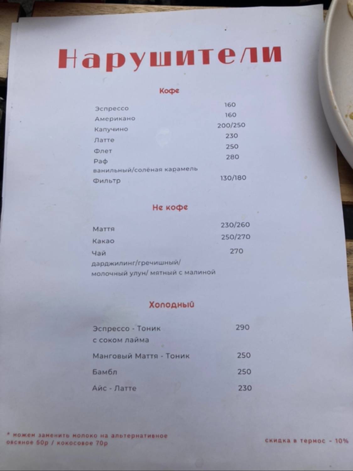 Нарушители меню