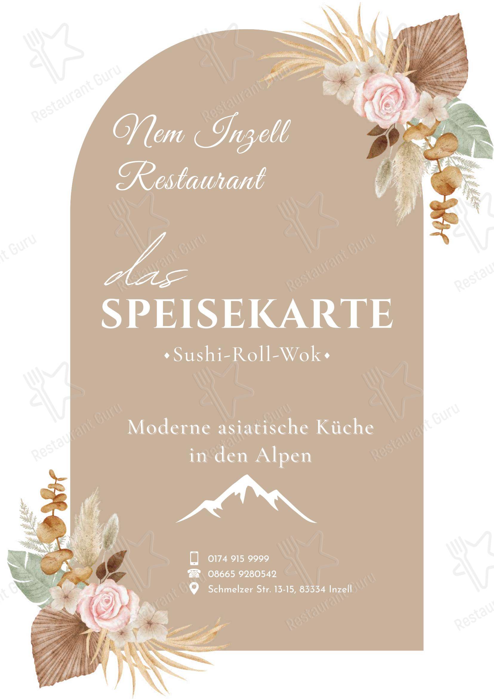 Меню ресторана Nem Inzell Restaraunt