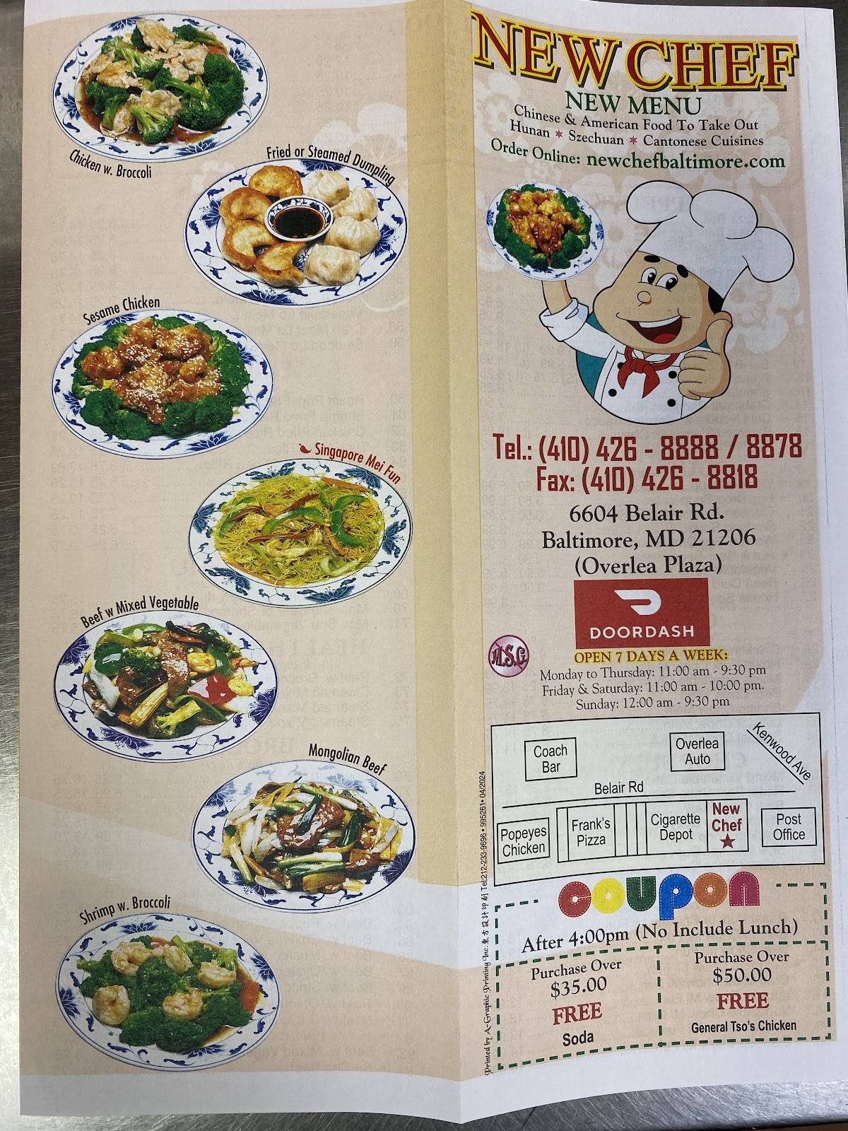 New Chef Carry Out Restaraunt меню