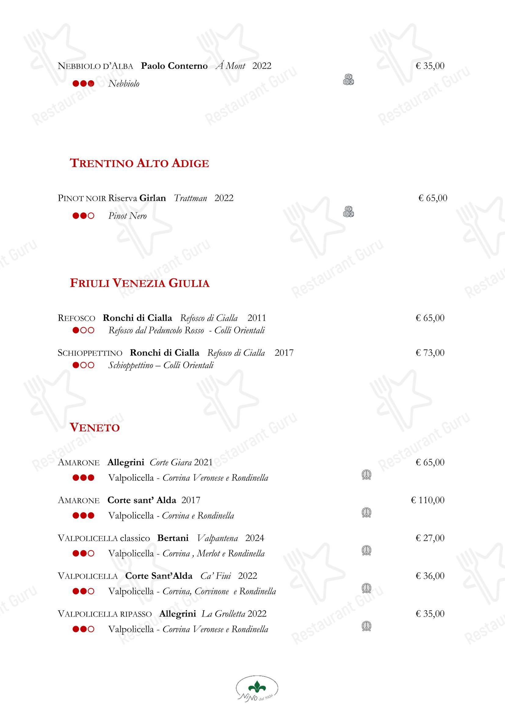 Меню ресторана Nino Restaurant - Меню