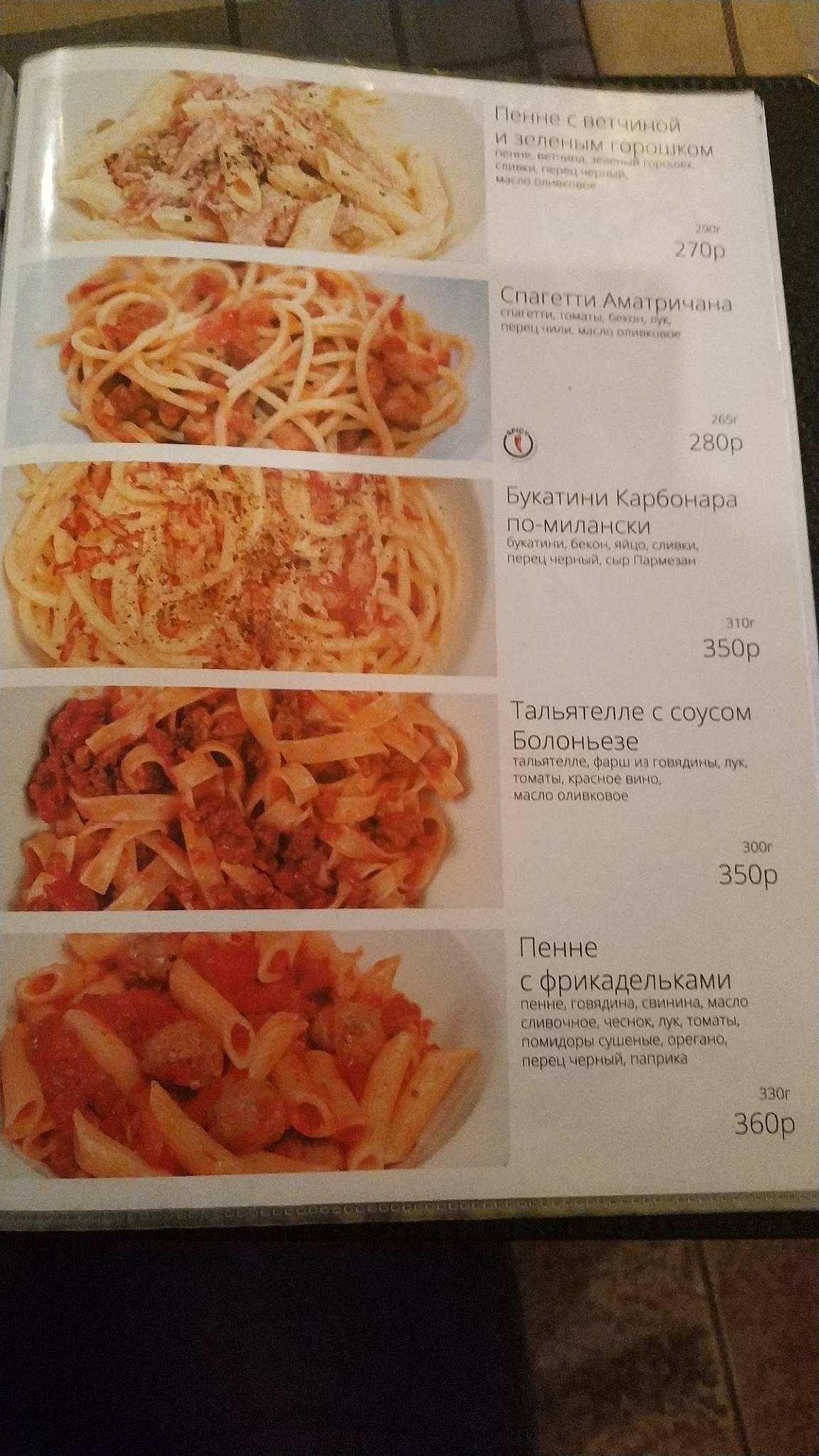 Pronto Pizza e Pasta меню