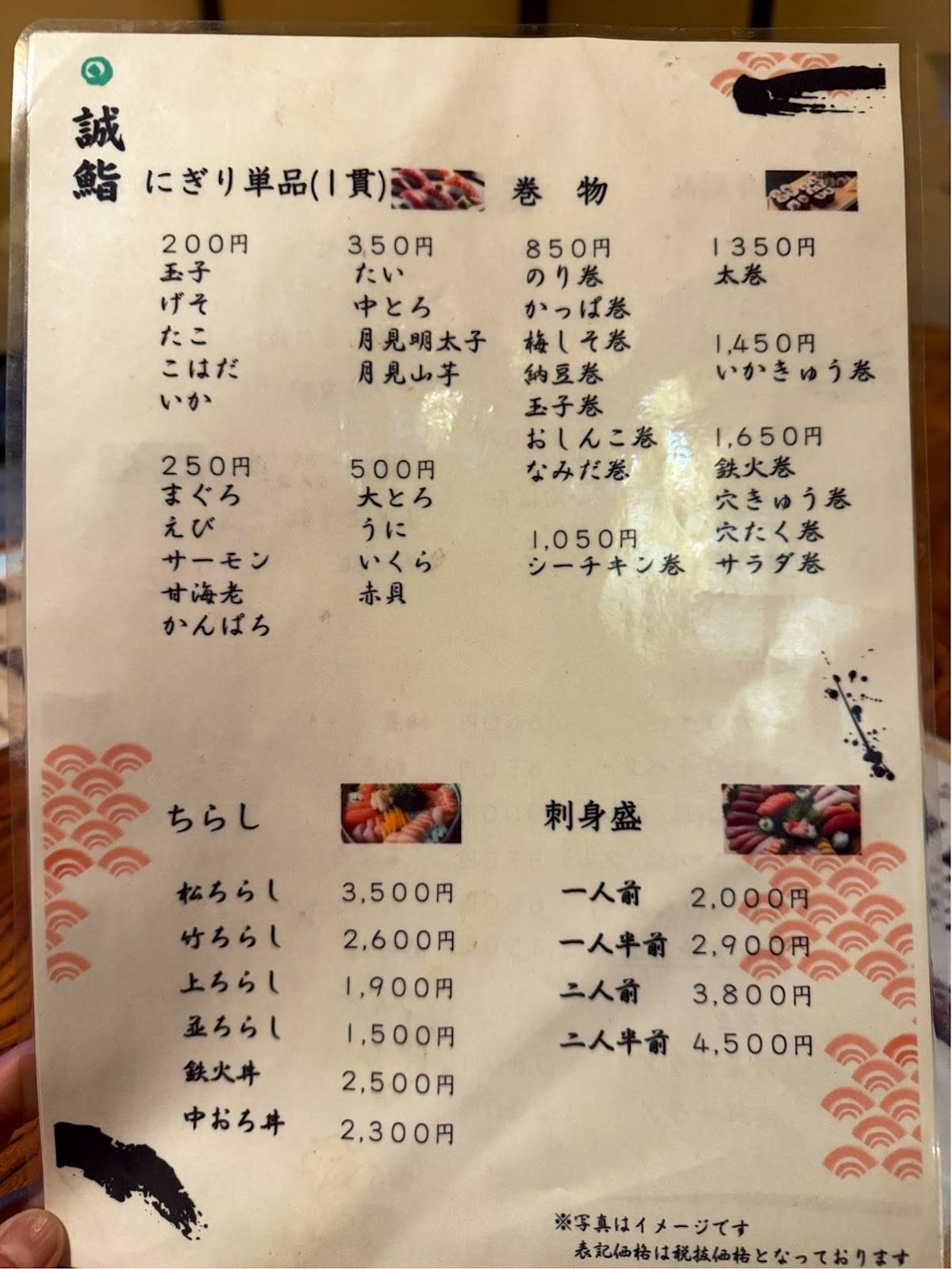 誠鮨 меню