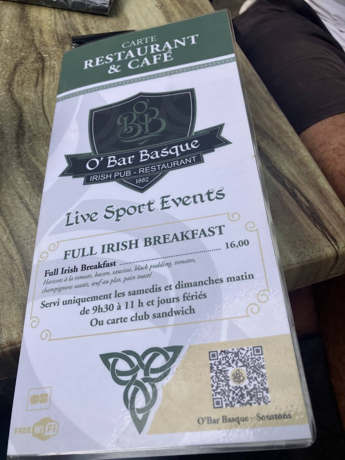 O’BAR BASQUE SOUSTONS ️ меню