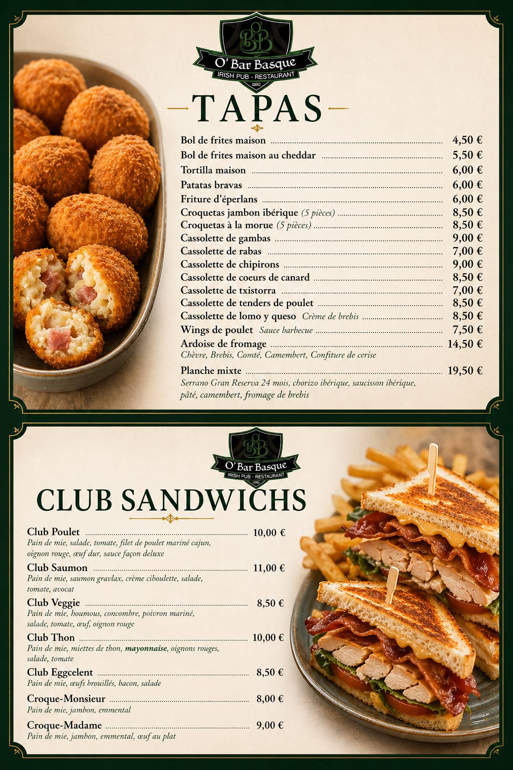 O’BAR BASQUE SOUSTONS ️ меню