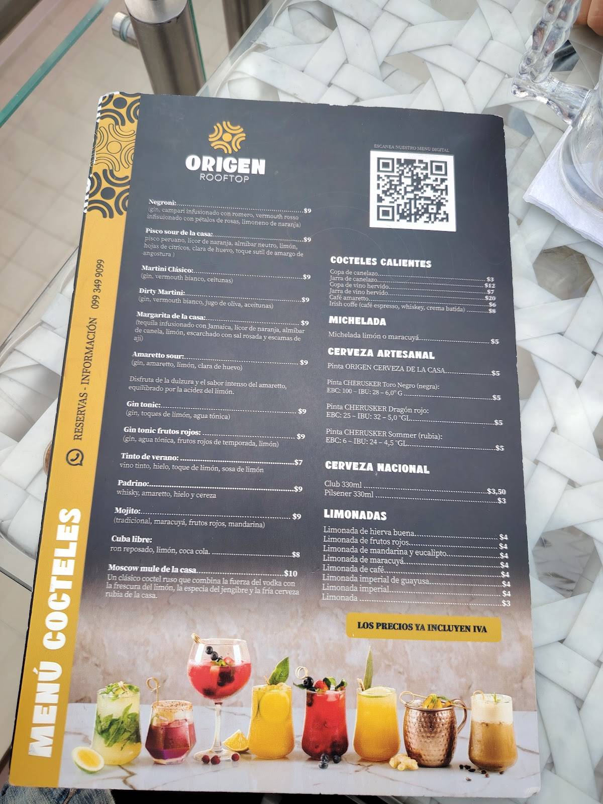 ORIGEN ROOFTOP меню