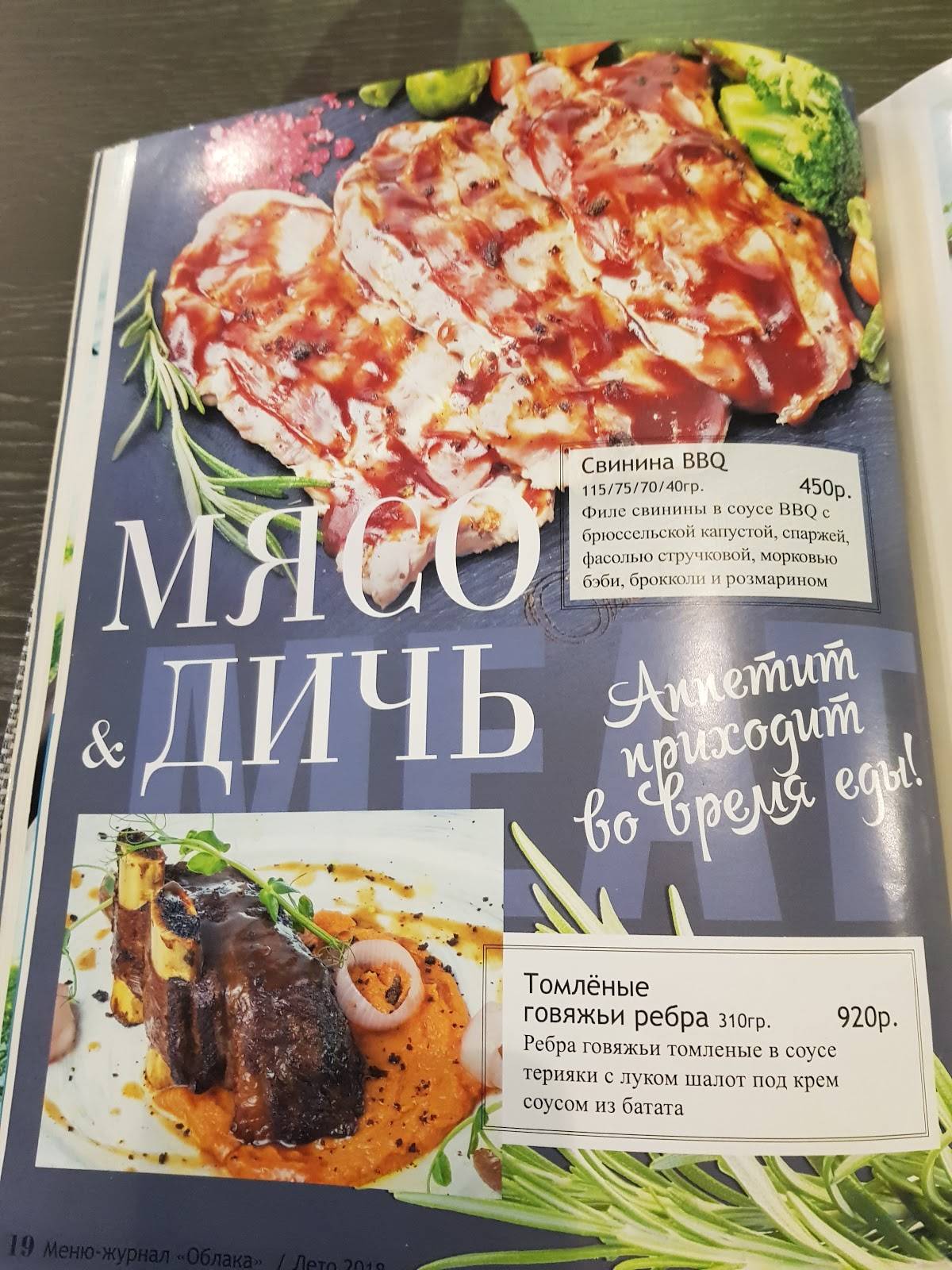 Облака меню