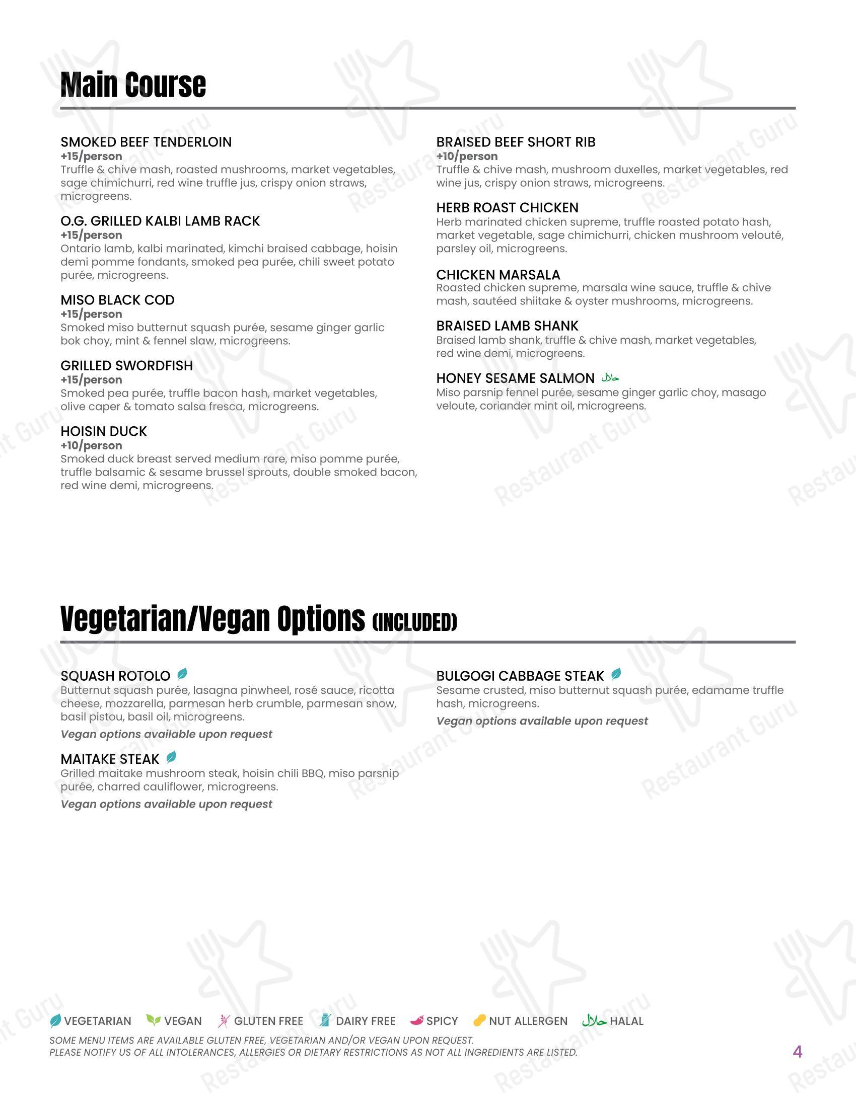 Меню кафе October Gallery Café - Меню
