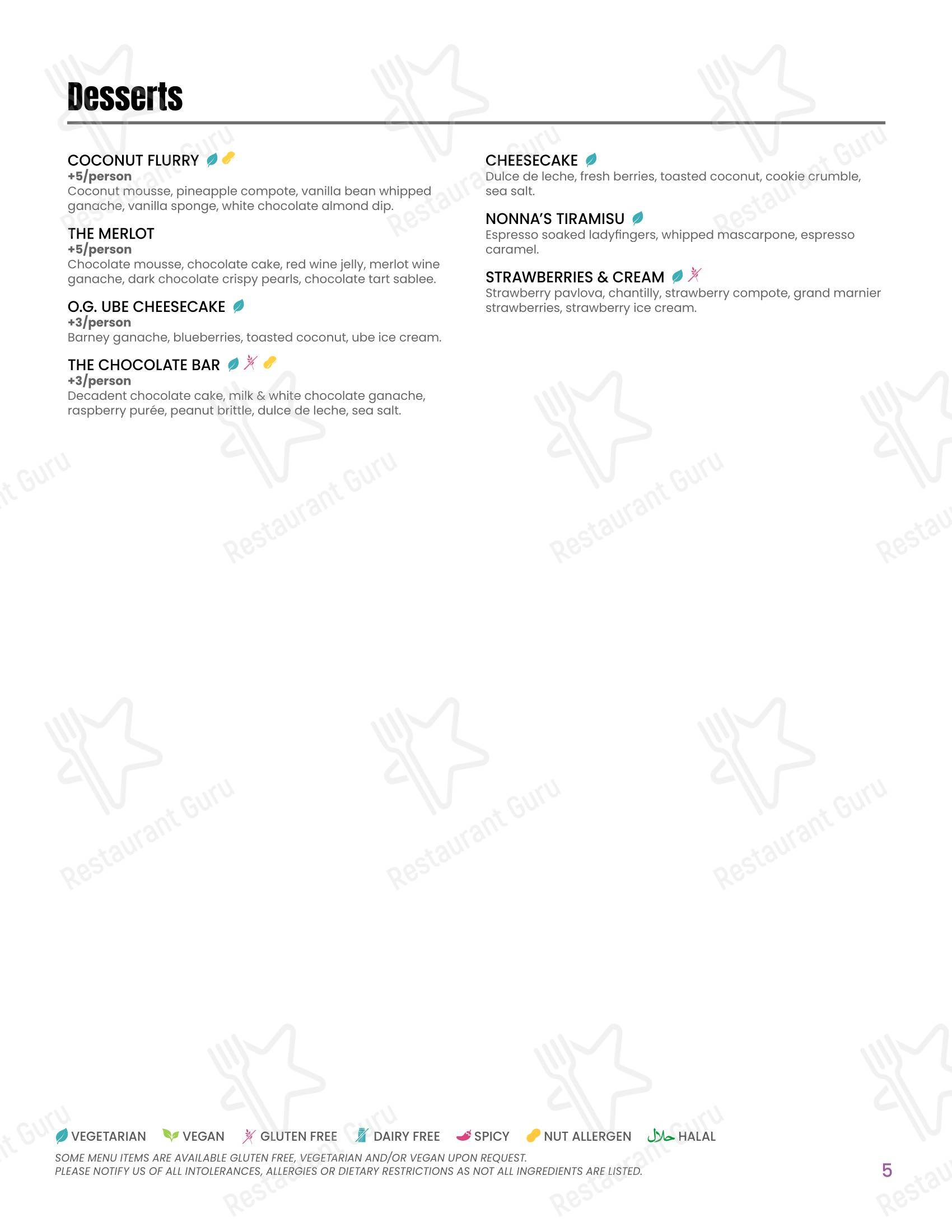 Меню кафе October Gallery Café в Лондоне