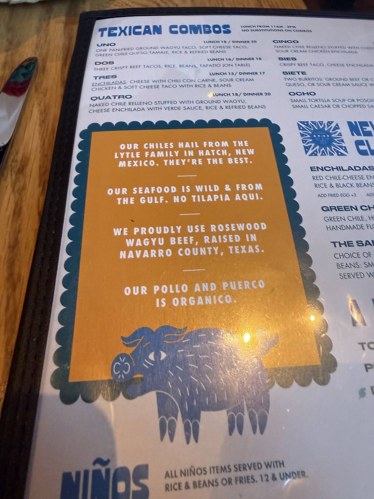 Odelay Tex-Mex меню