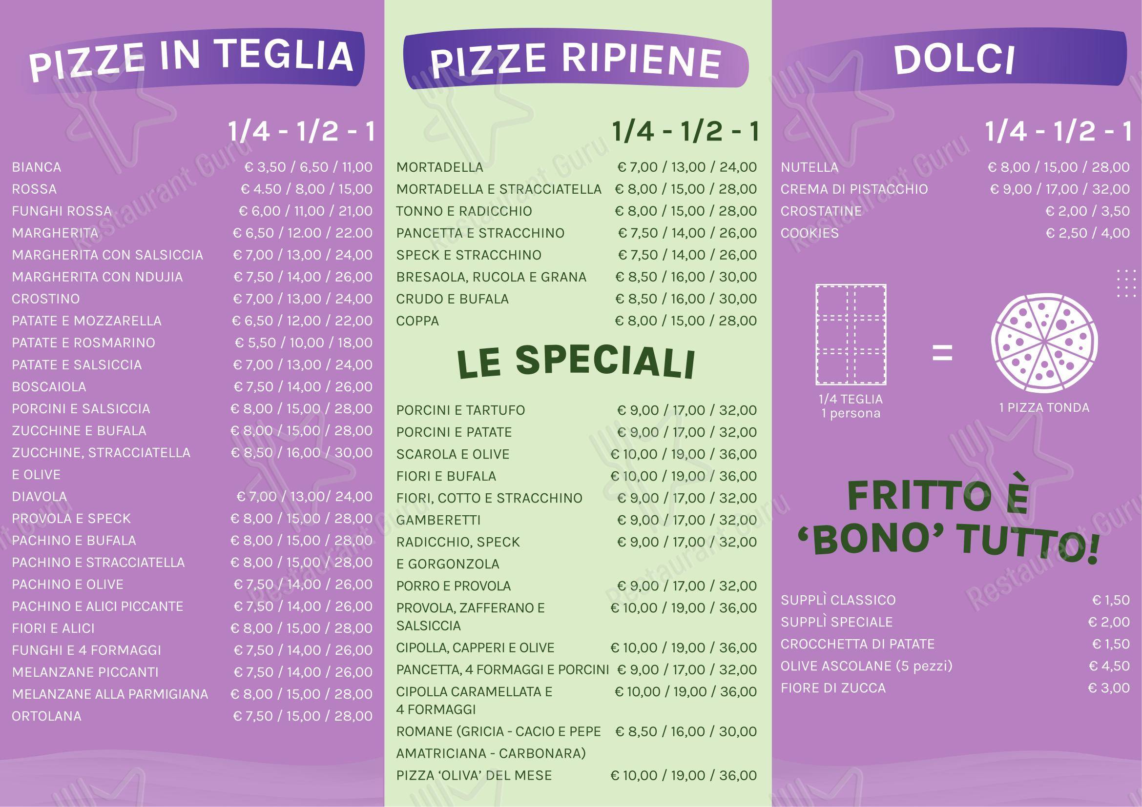 Oliva Pizza - Roma Talenti в Риме - Меню