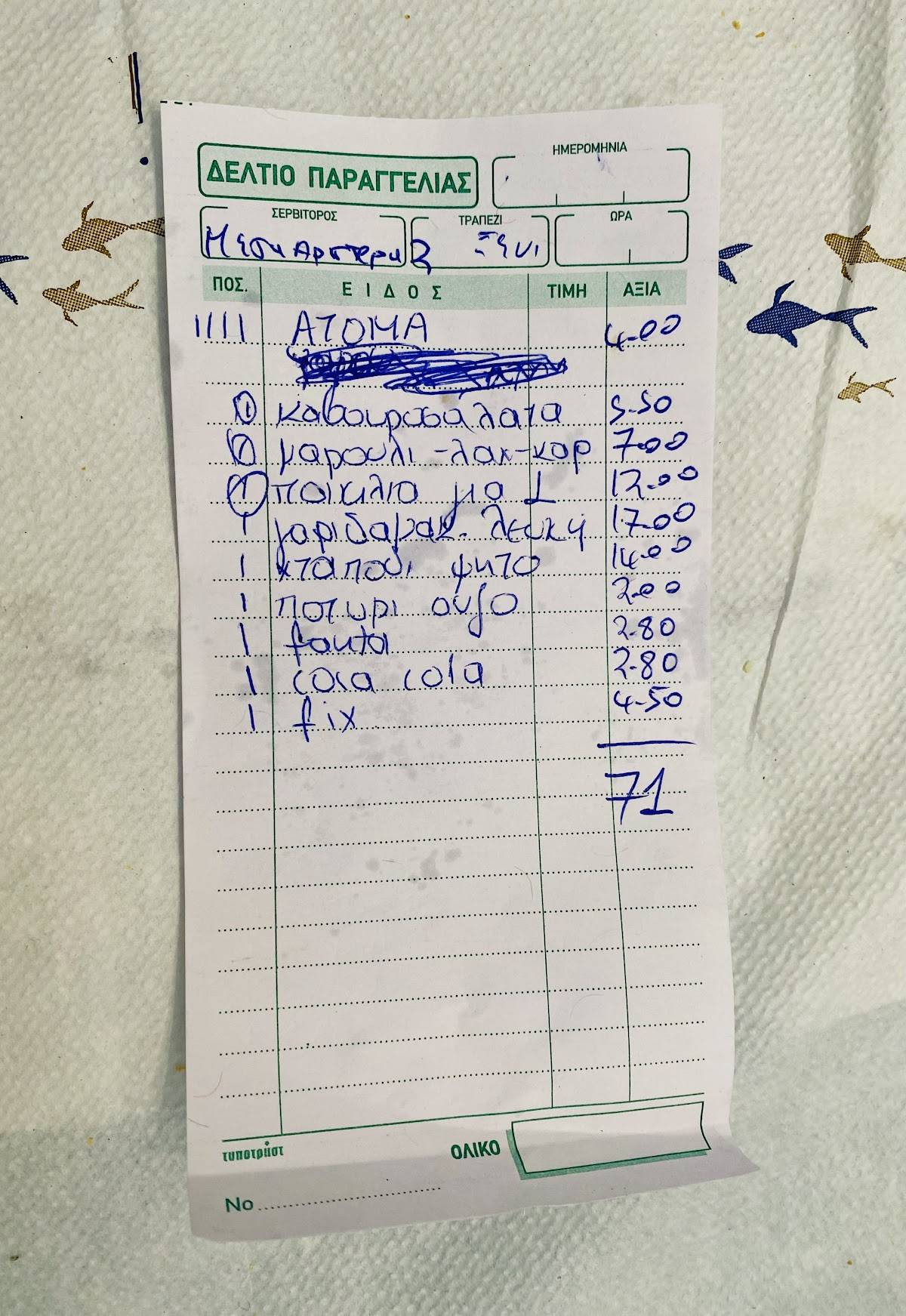 Η Παλιά Ραφήνα меню