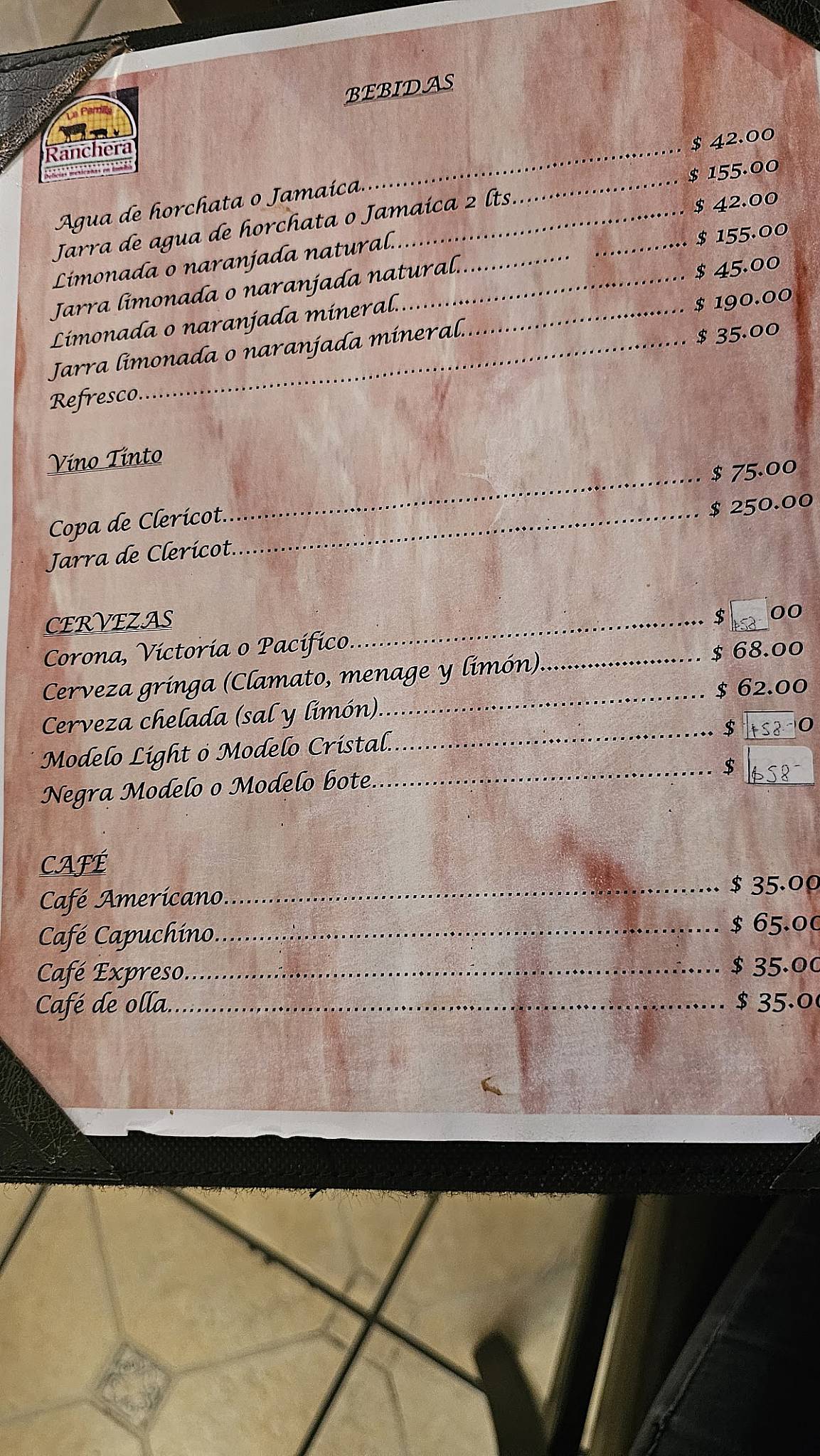Parrilla Ranchera меню