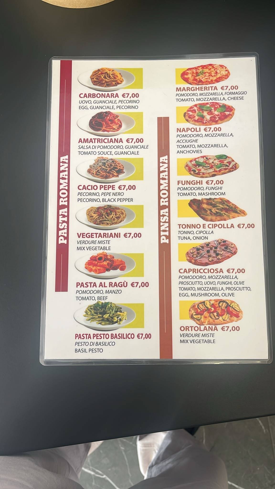 Pasta Roma & pizza меню