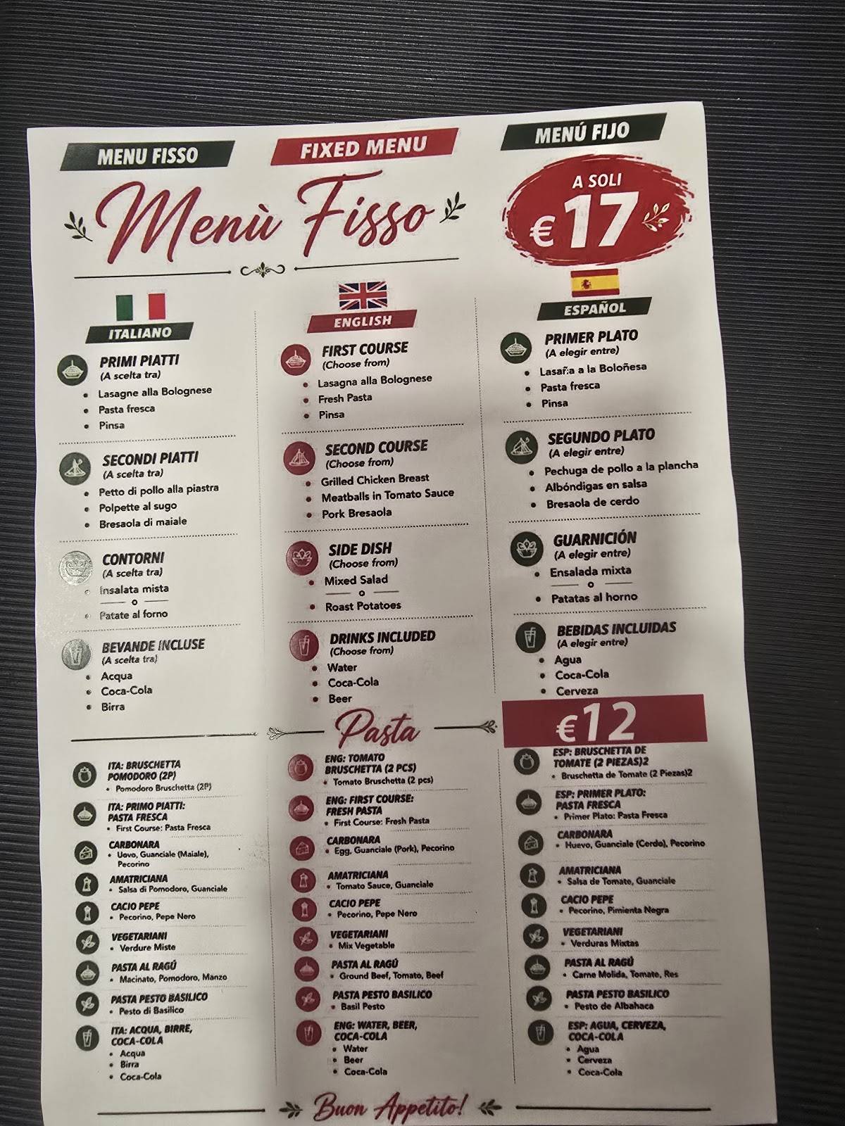Pasta Roma & pizza меню