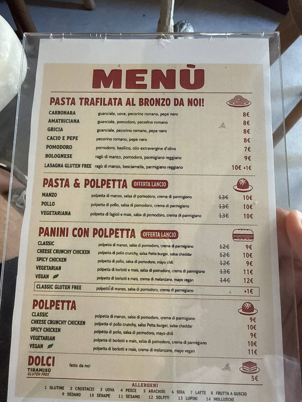 Petta Roma - Pasta e Polpetta меню