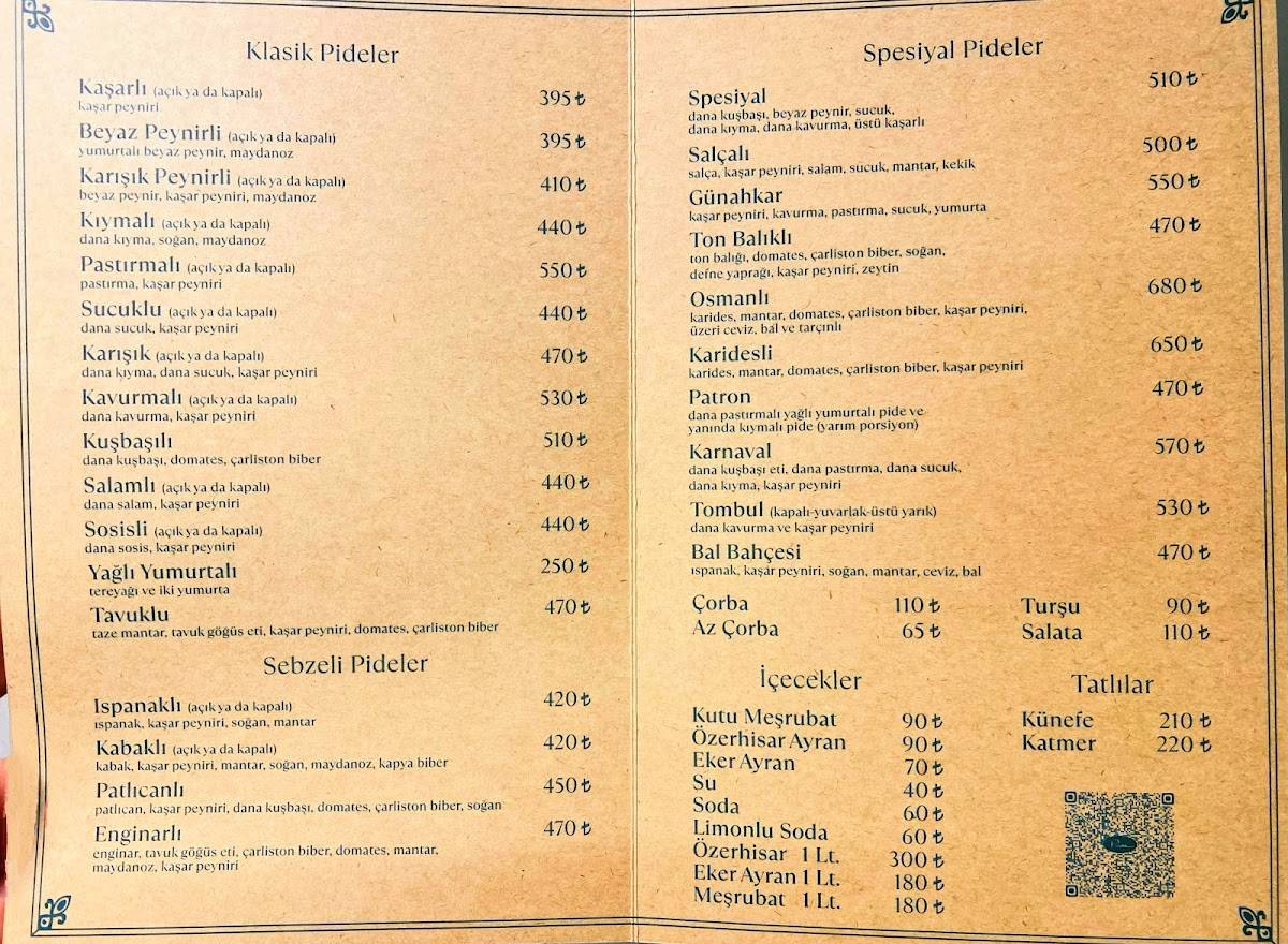 Pide Teşvikiye (İstanbul) меню