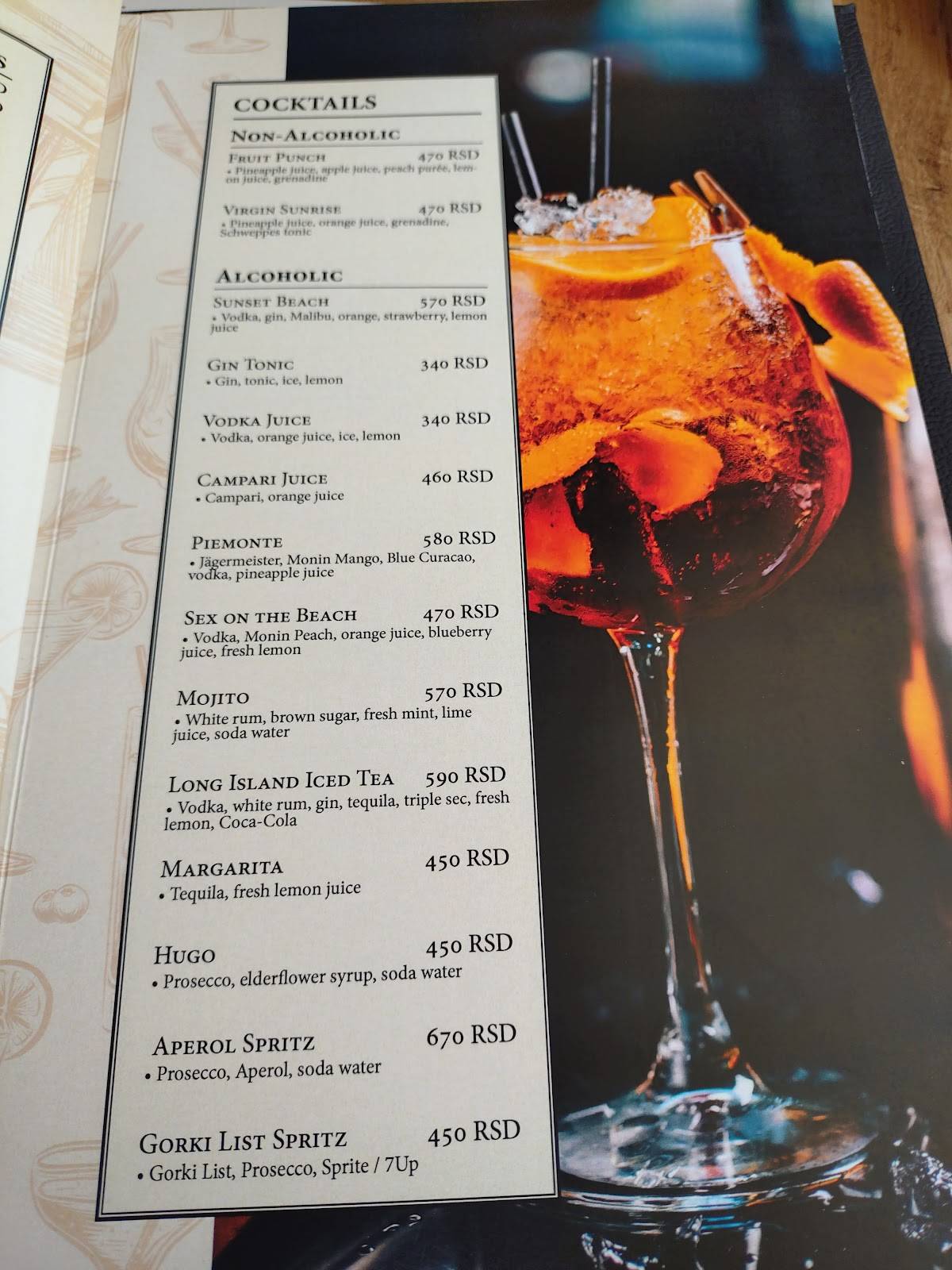 Piemonte меню