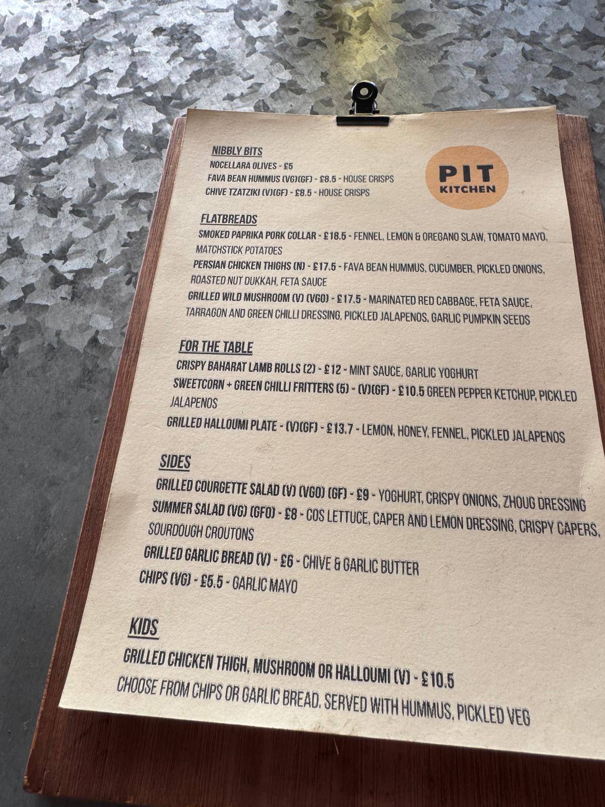 Pit Kitchen меню