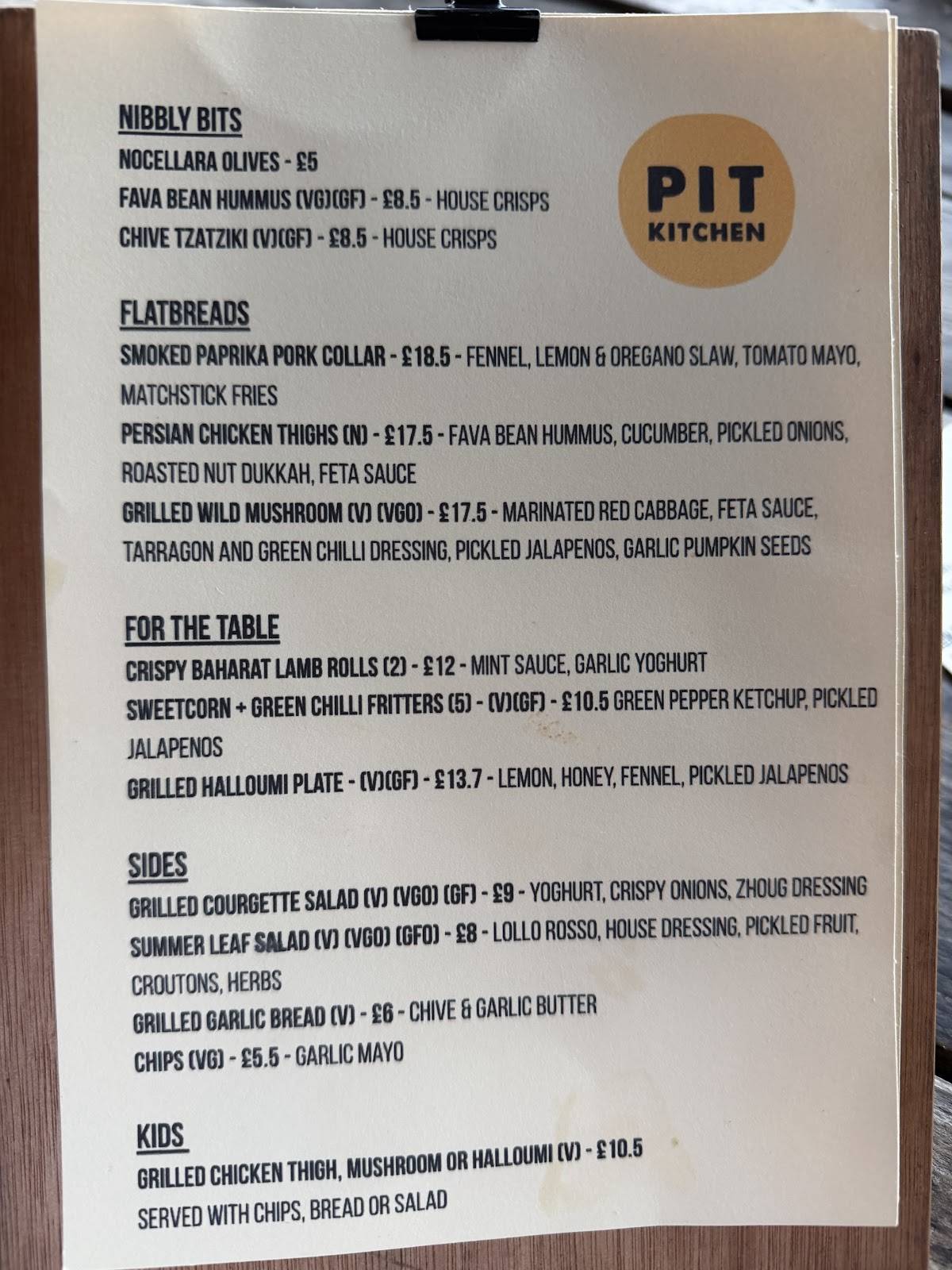 Pit Kitchen меню