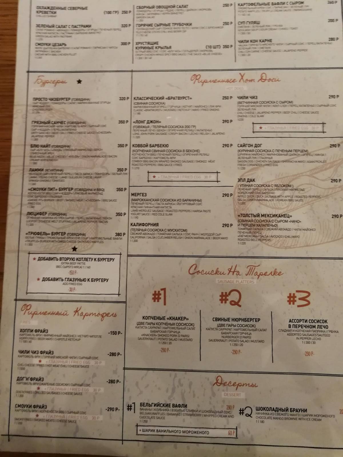PIVBAR меню