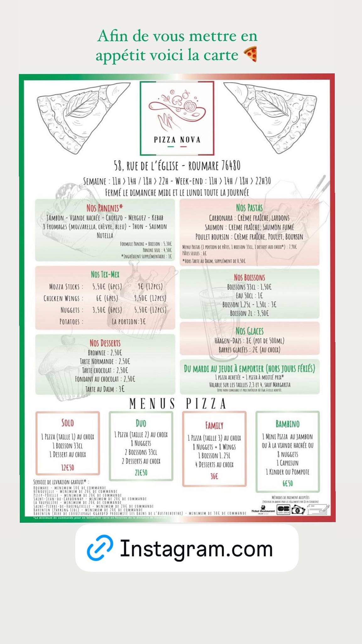 Pizza Nova меню