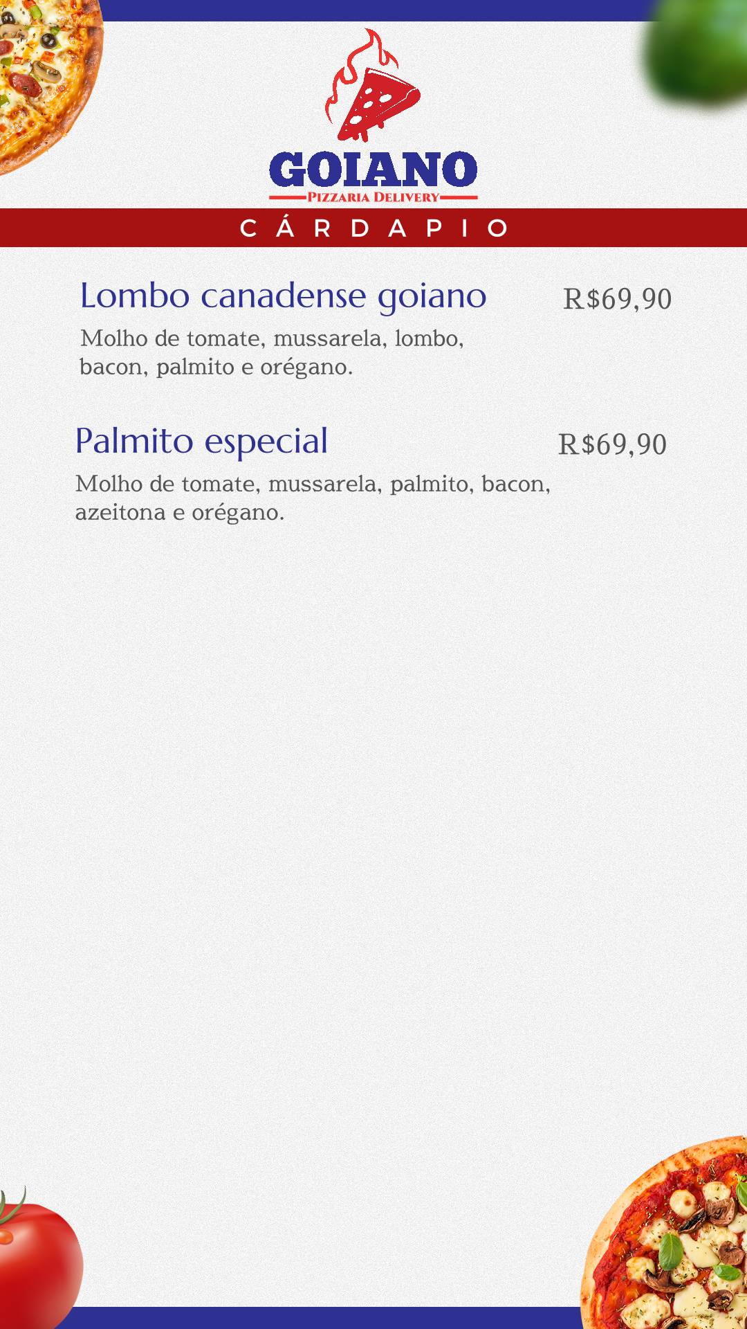 Pizzaria Goiano меню