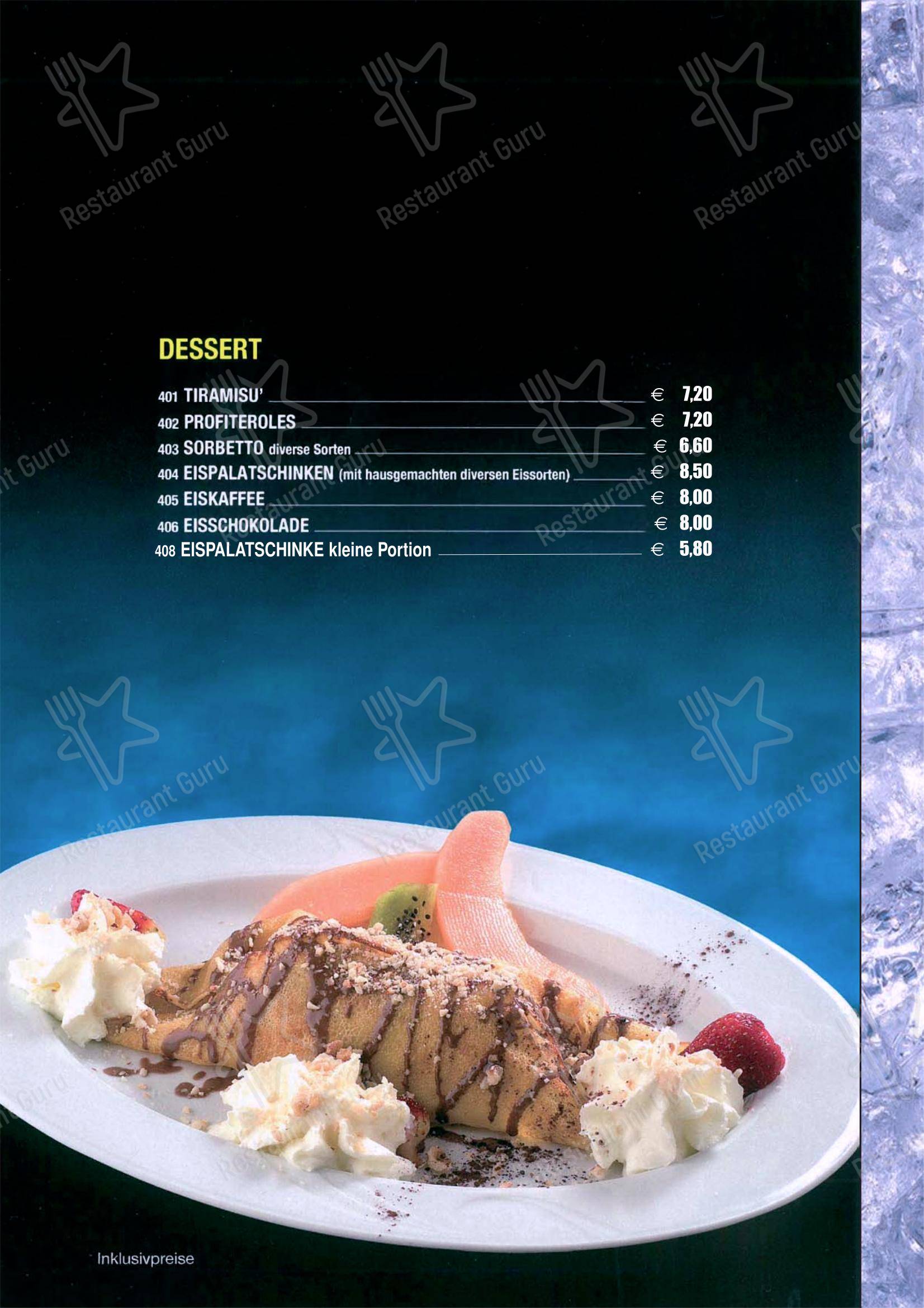 Меню напитков пиццерии Pizzeria Caputo в Фёлькермаркте