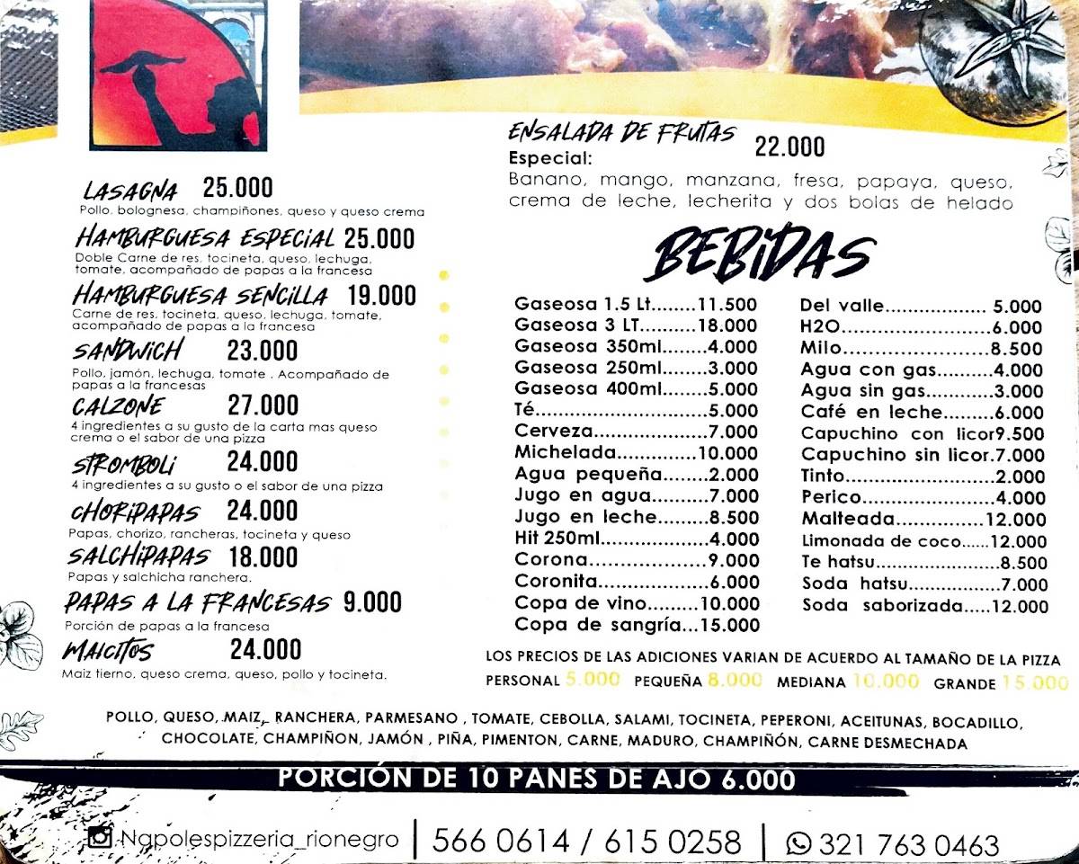 Pizzería Nápoles меню