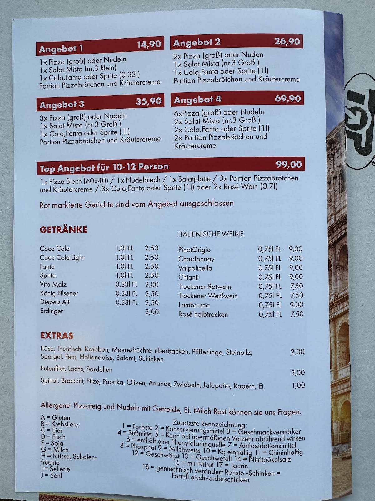 Pizzeria Roma меню