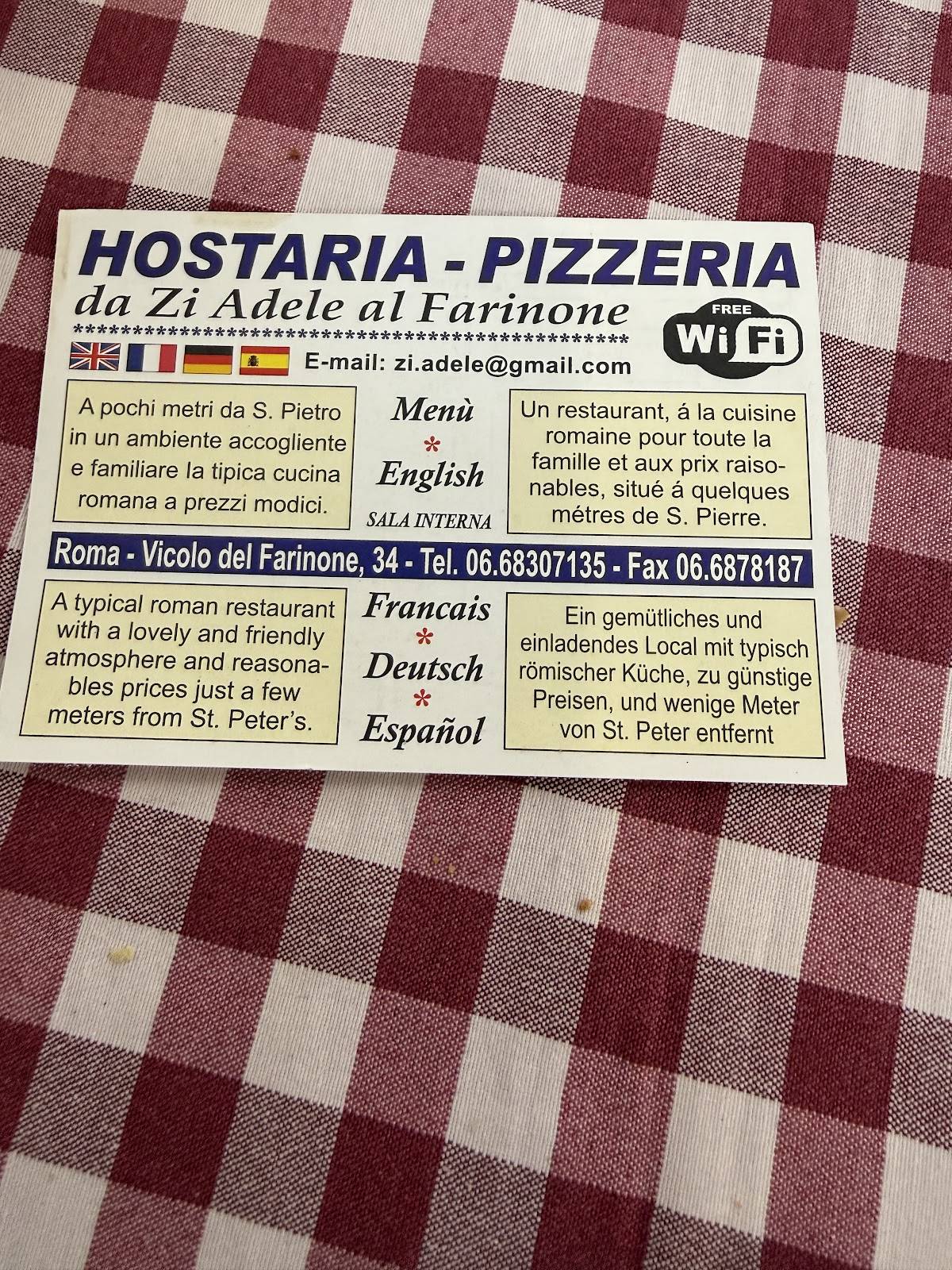 Pizzeria da Zi Adele al Farinone меню