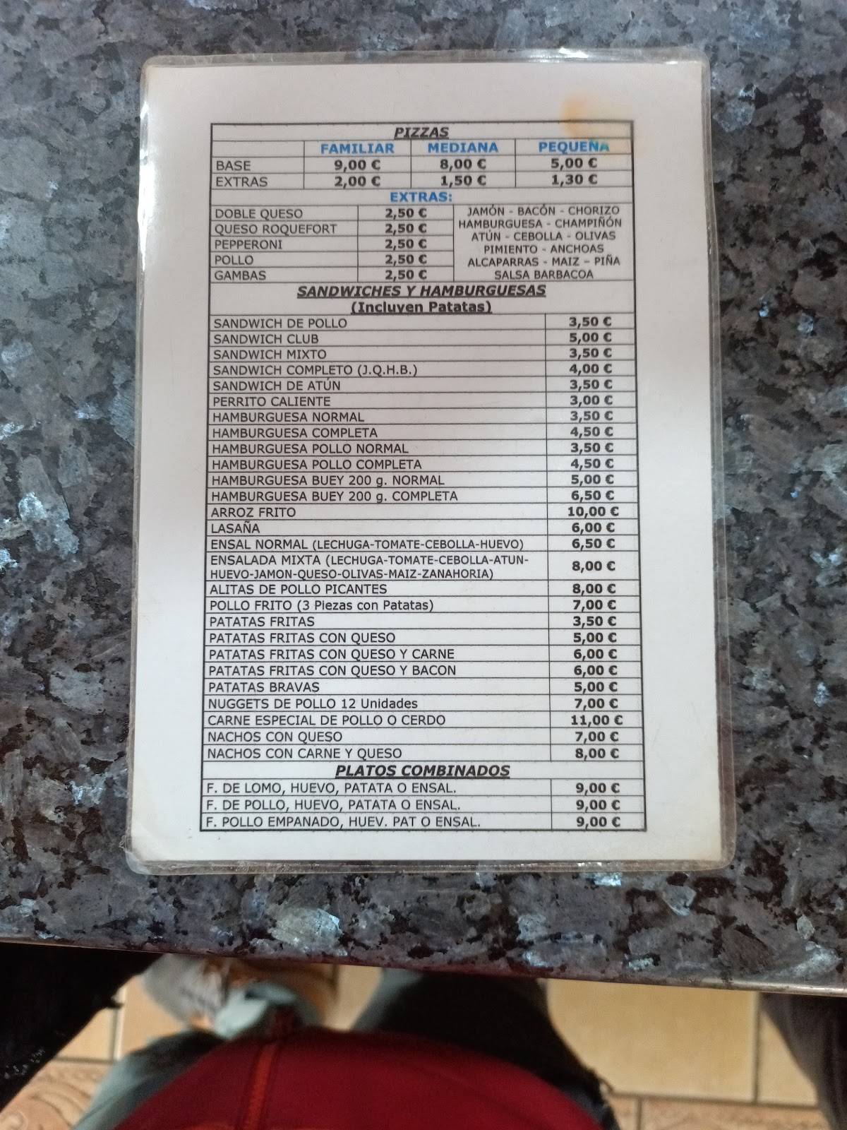 Pizzería la Esquinita меню