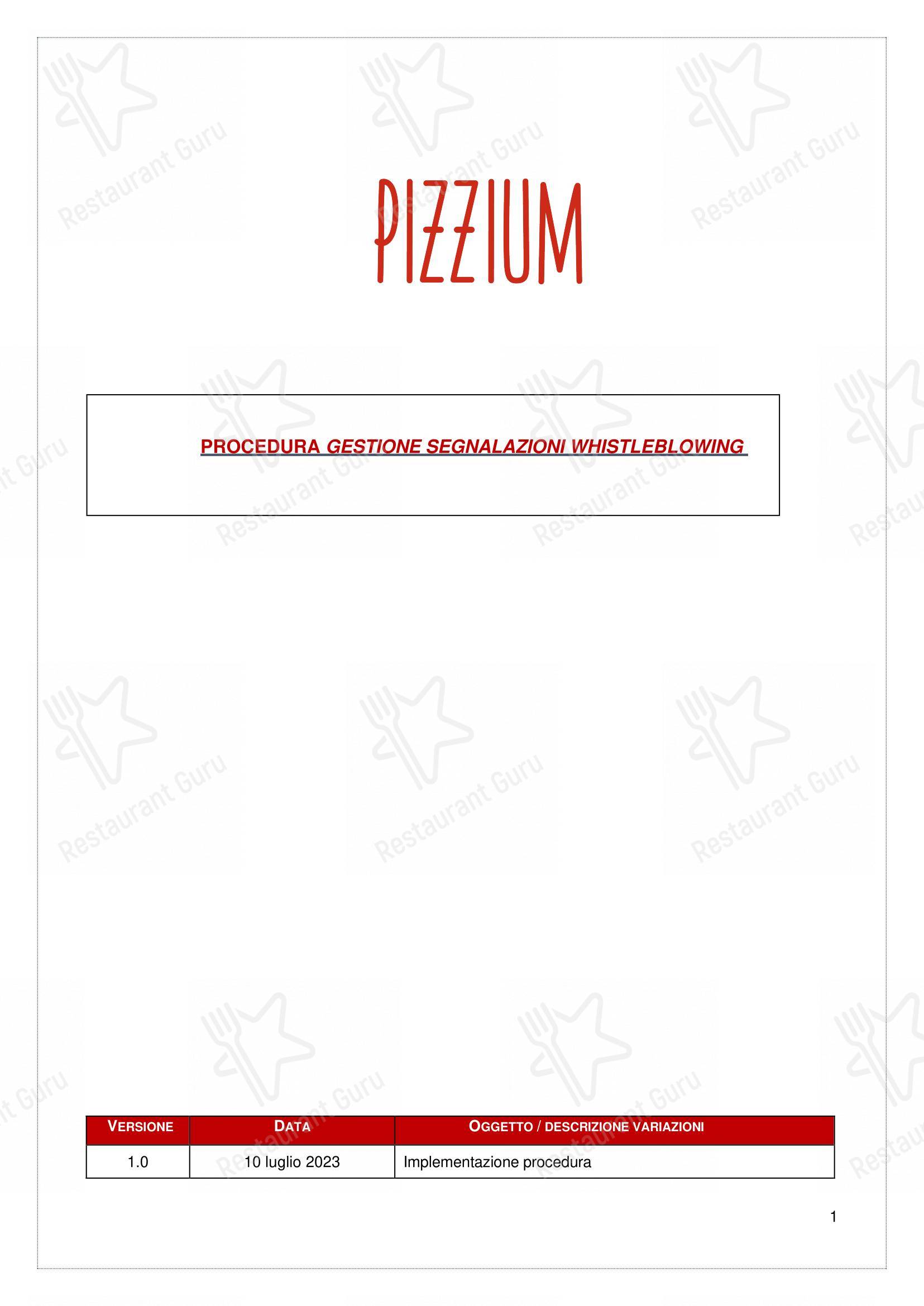 Меню напитков ресторана Pizzium - Rimini в Римини