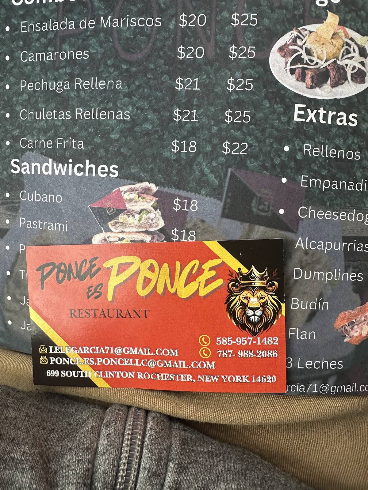 Ponce Es Ponce меню