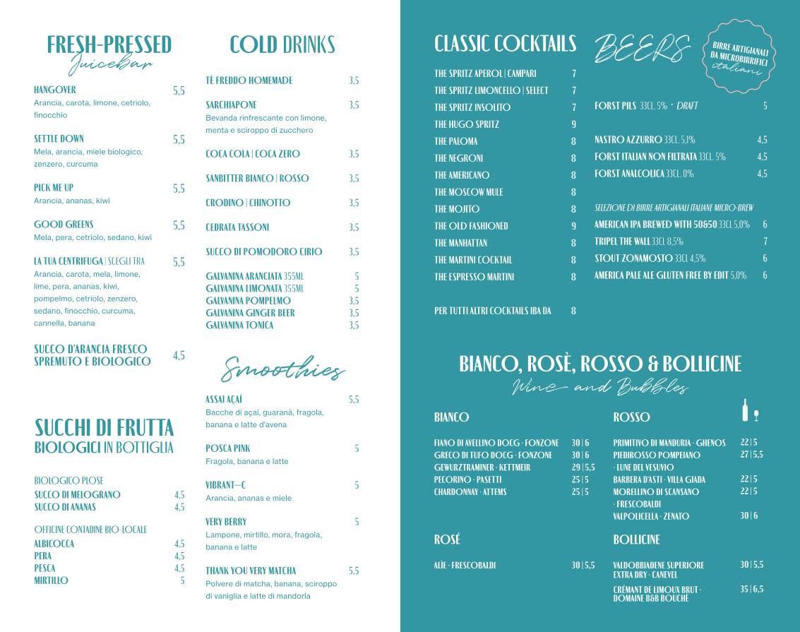 Posca - Bar/Bakery/Bistrot меню