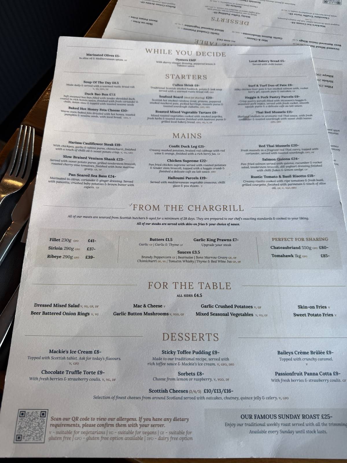Prime Steak & Seafood меню