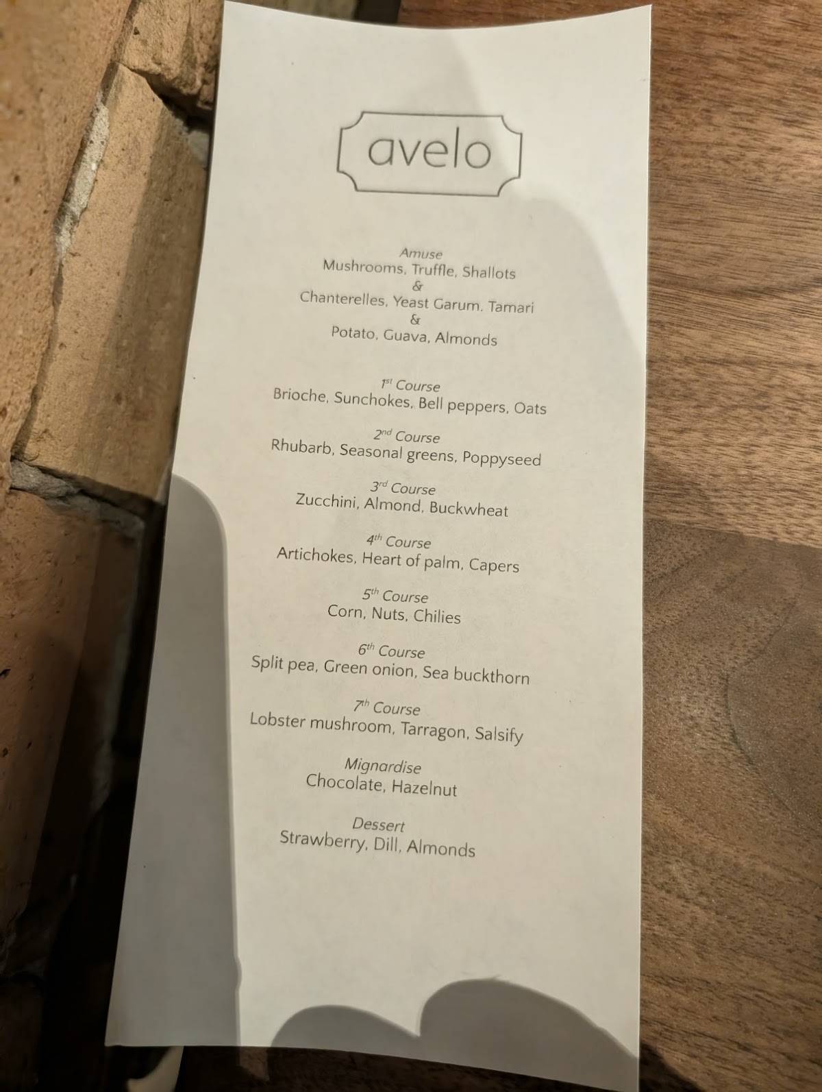 Avelo Restaurant меню