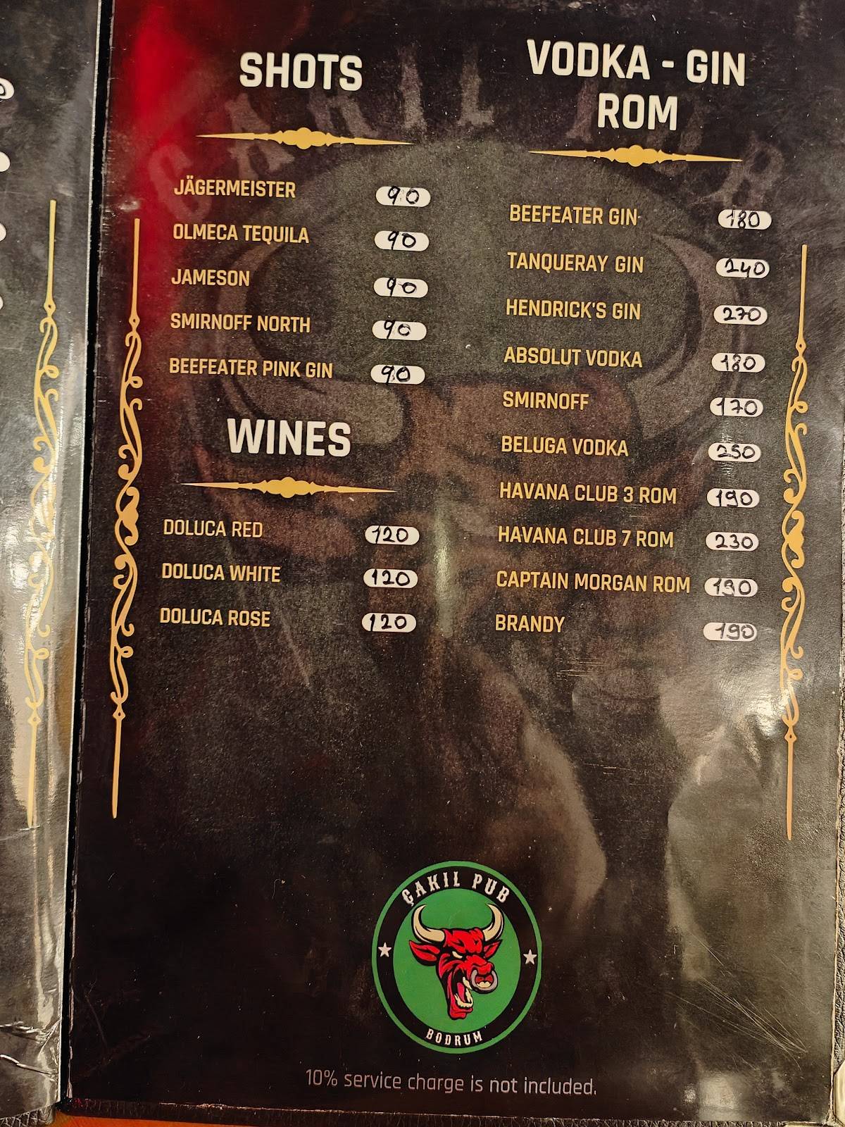 Çakıl Pub меню
