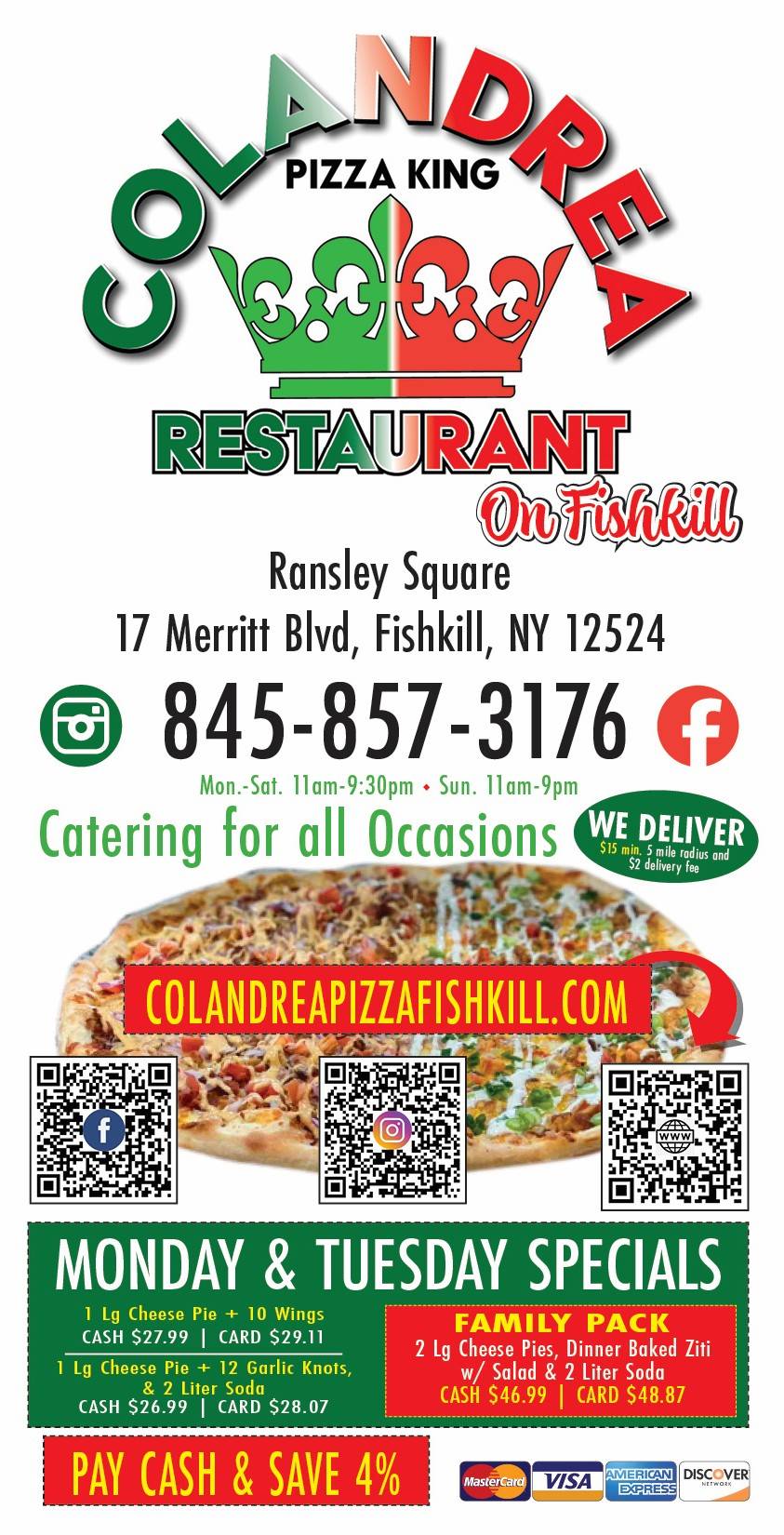 Colandrea Pizza King (Fishkill) меню