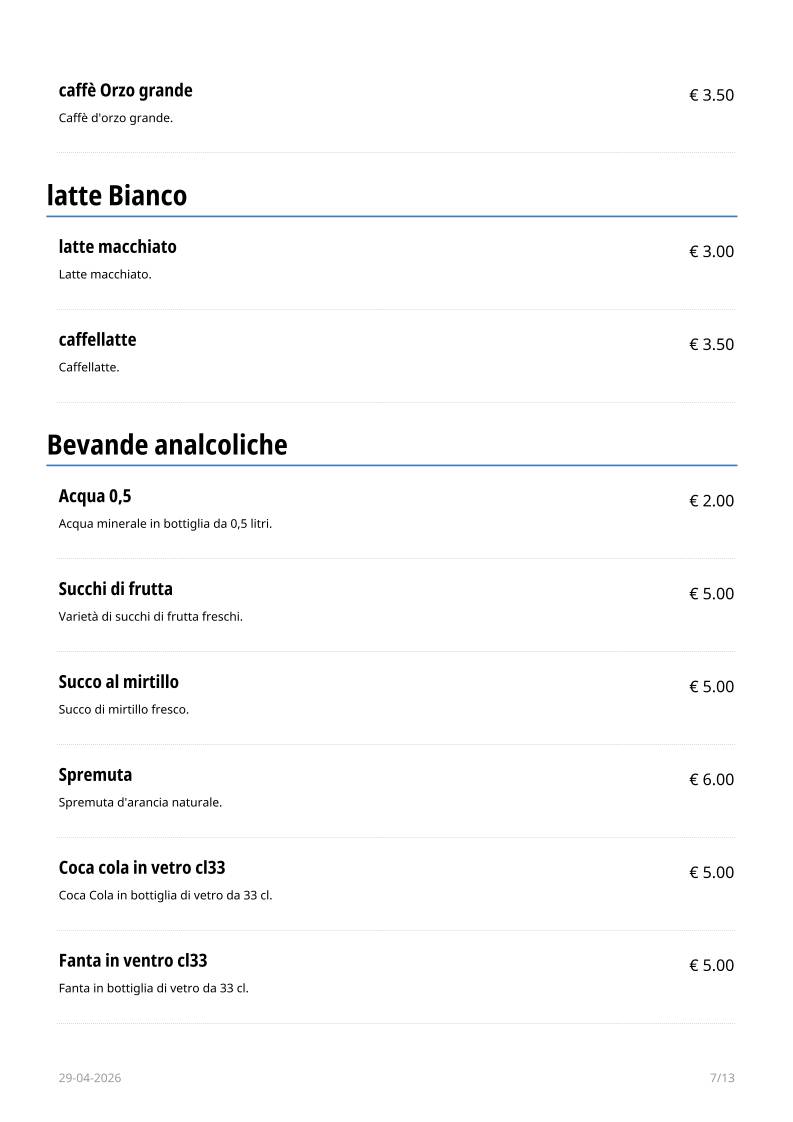 Nuovo Bar Savello меню