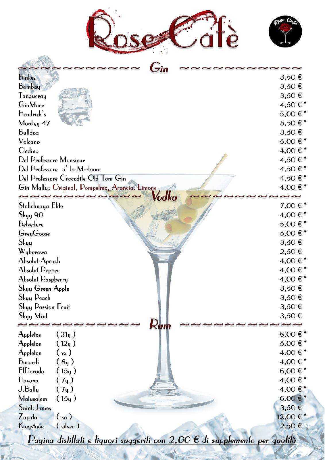 Rose Cafè меню