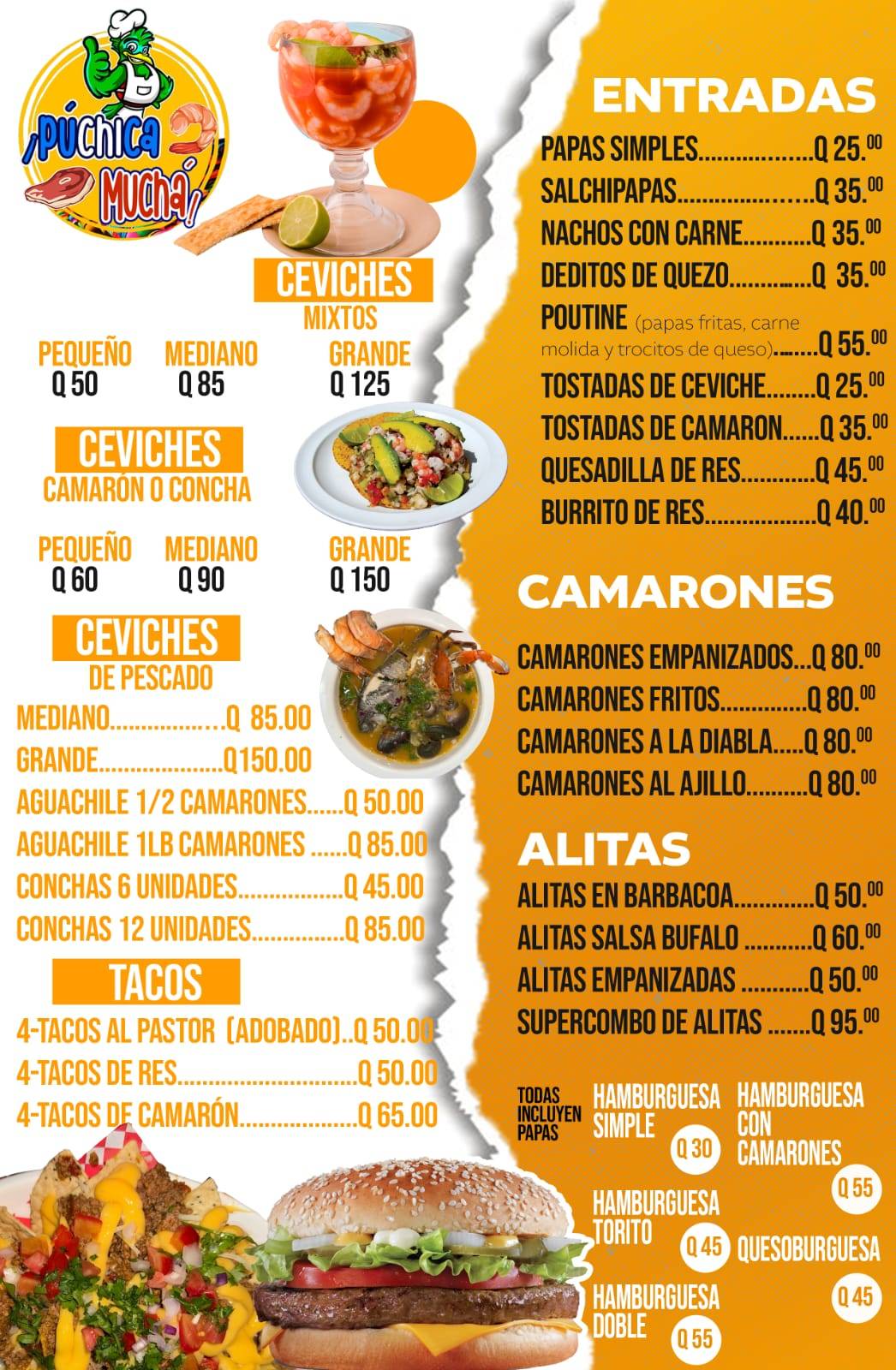 ¡Púchica Muchá! меню